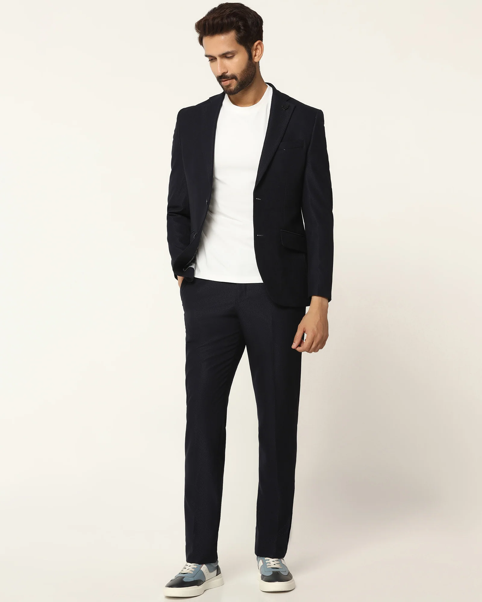 Three Piece Navy Textured Formal Suit - Kennie - Image 7