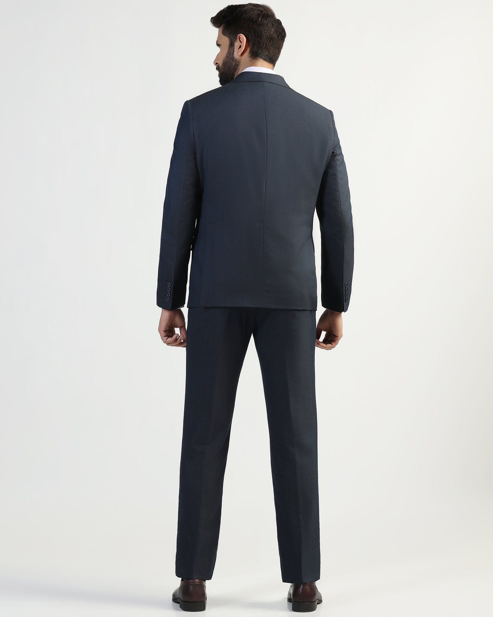 Three Piece Navy Textured Formal Suit - Kepner - Image 2