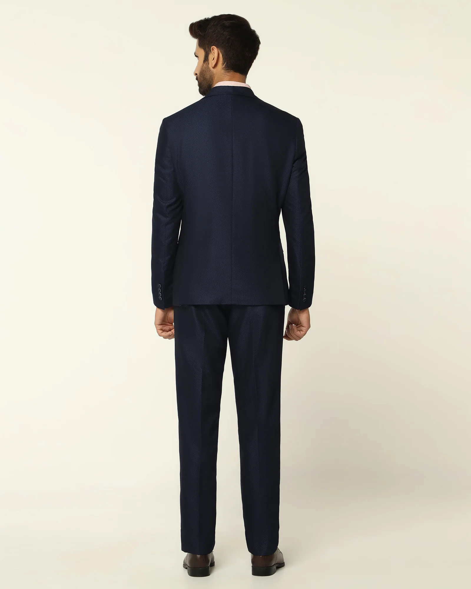 Three Piece Navy Textured Formal Suit - Rayner - Image 2