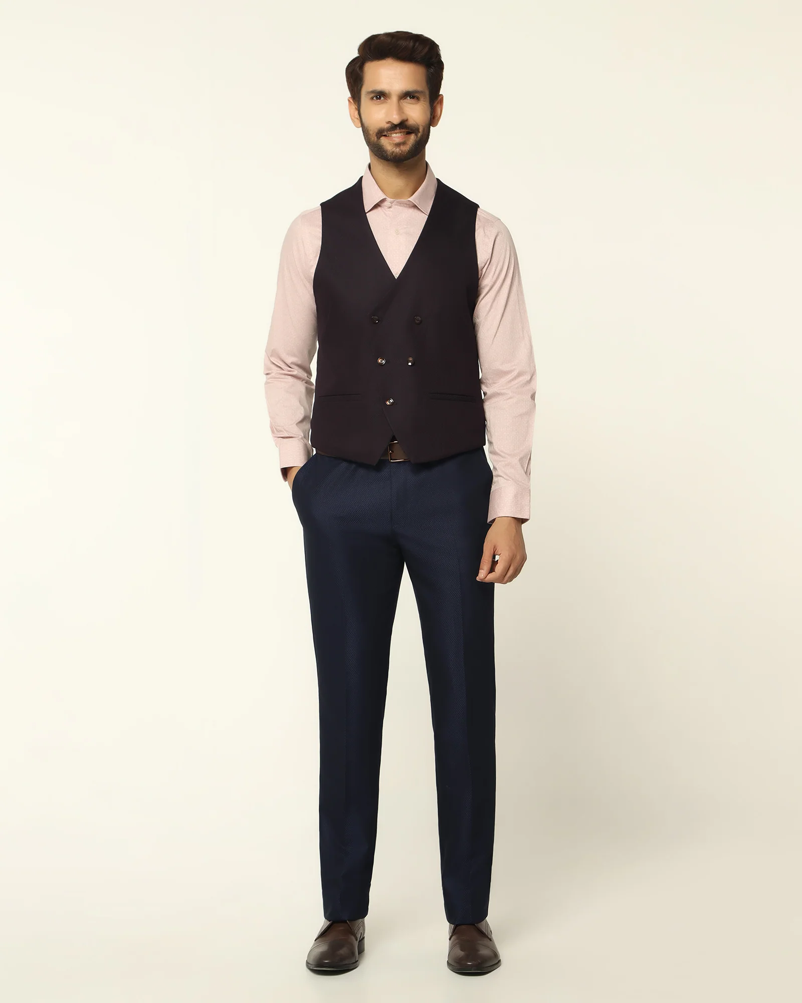 Three Piece Navy Textured Formal Suit - Rayner - Image 6