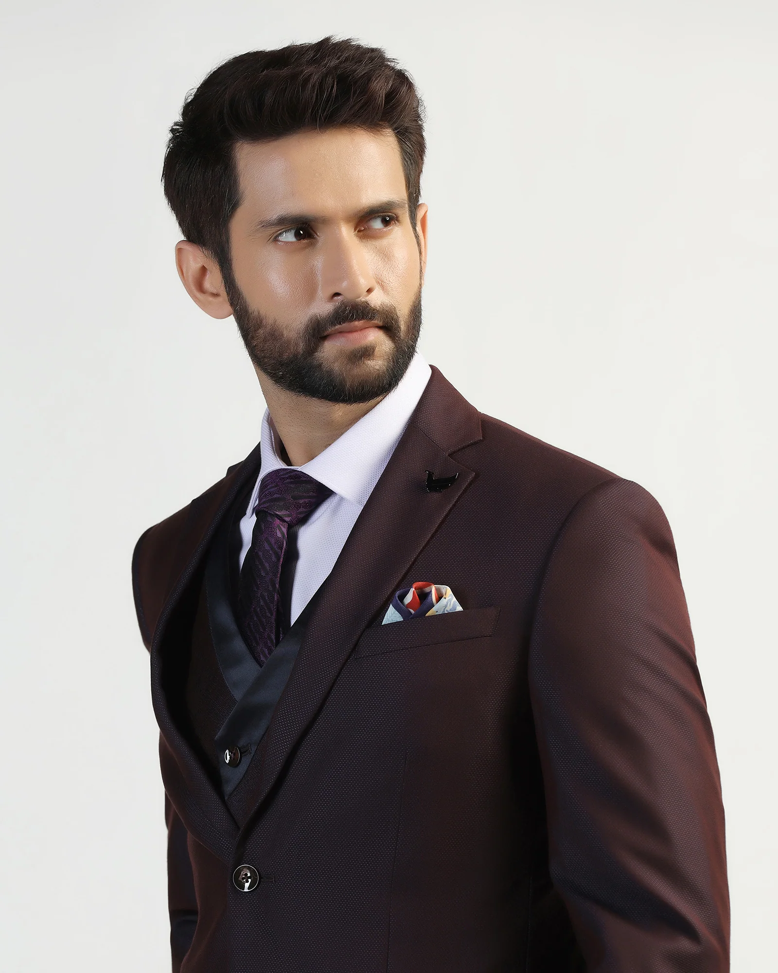 Three Piece Purple Textured Formal Suit - Helter - Image 4