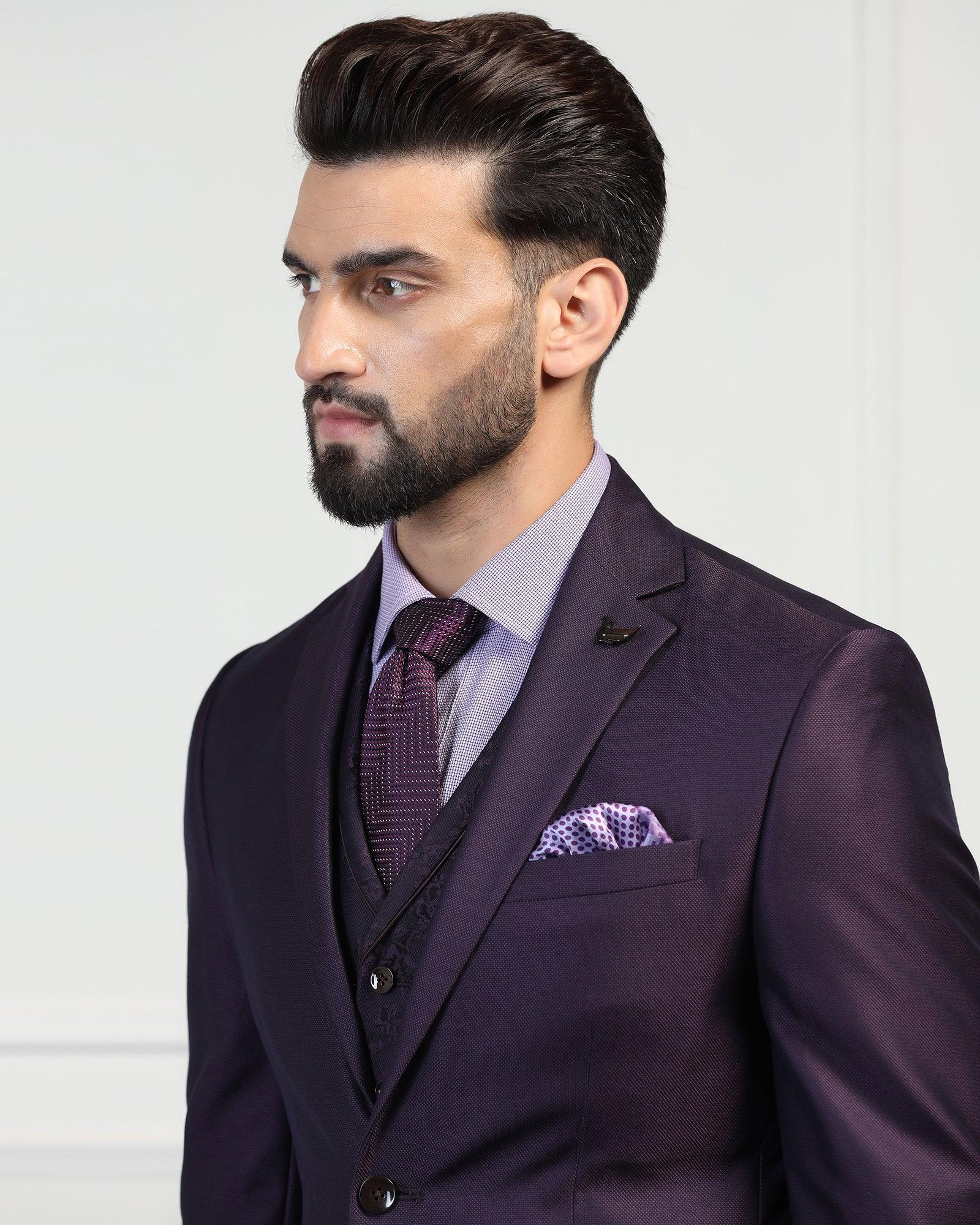 Three Piece Purple Textured Formal Suit - Norman - Image 4