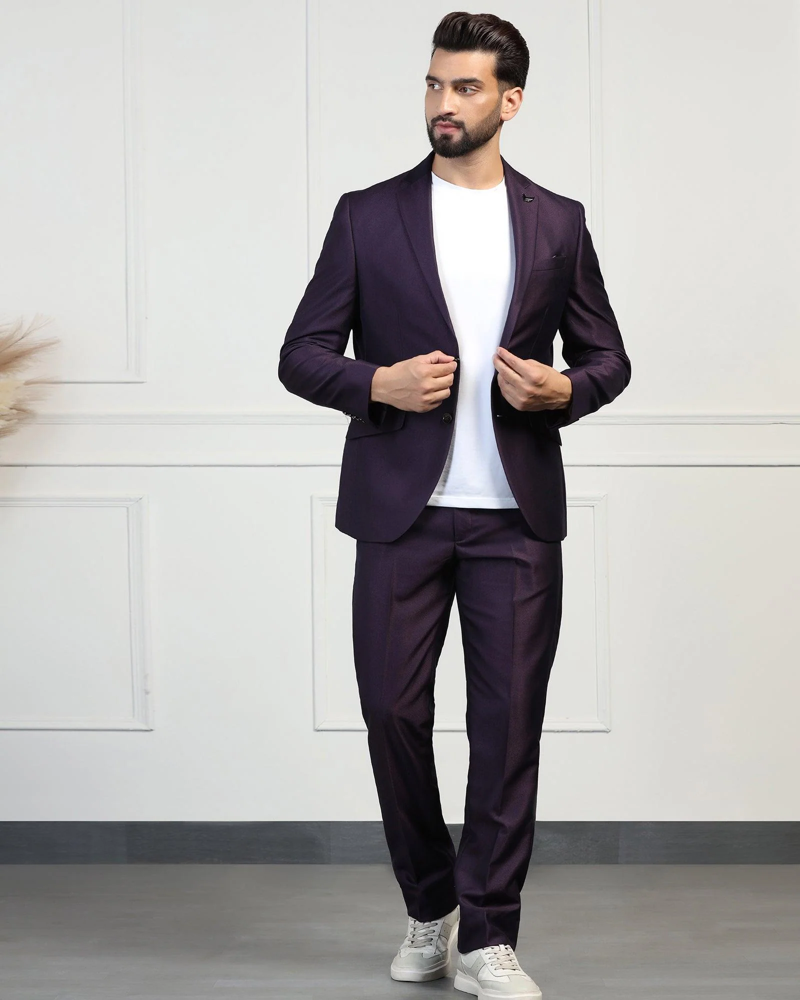 Three Piece Purple Textured Formal Suit - Norman - Image 9