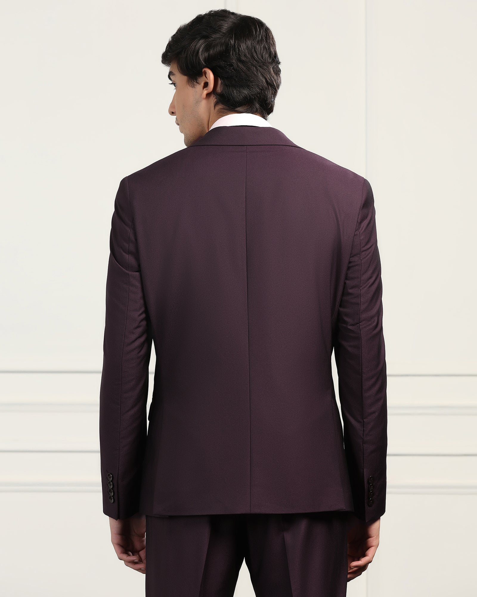 Three Piece Wine Textured Formal Suit - Inigo - Image 2