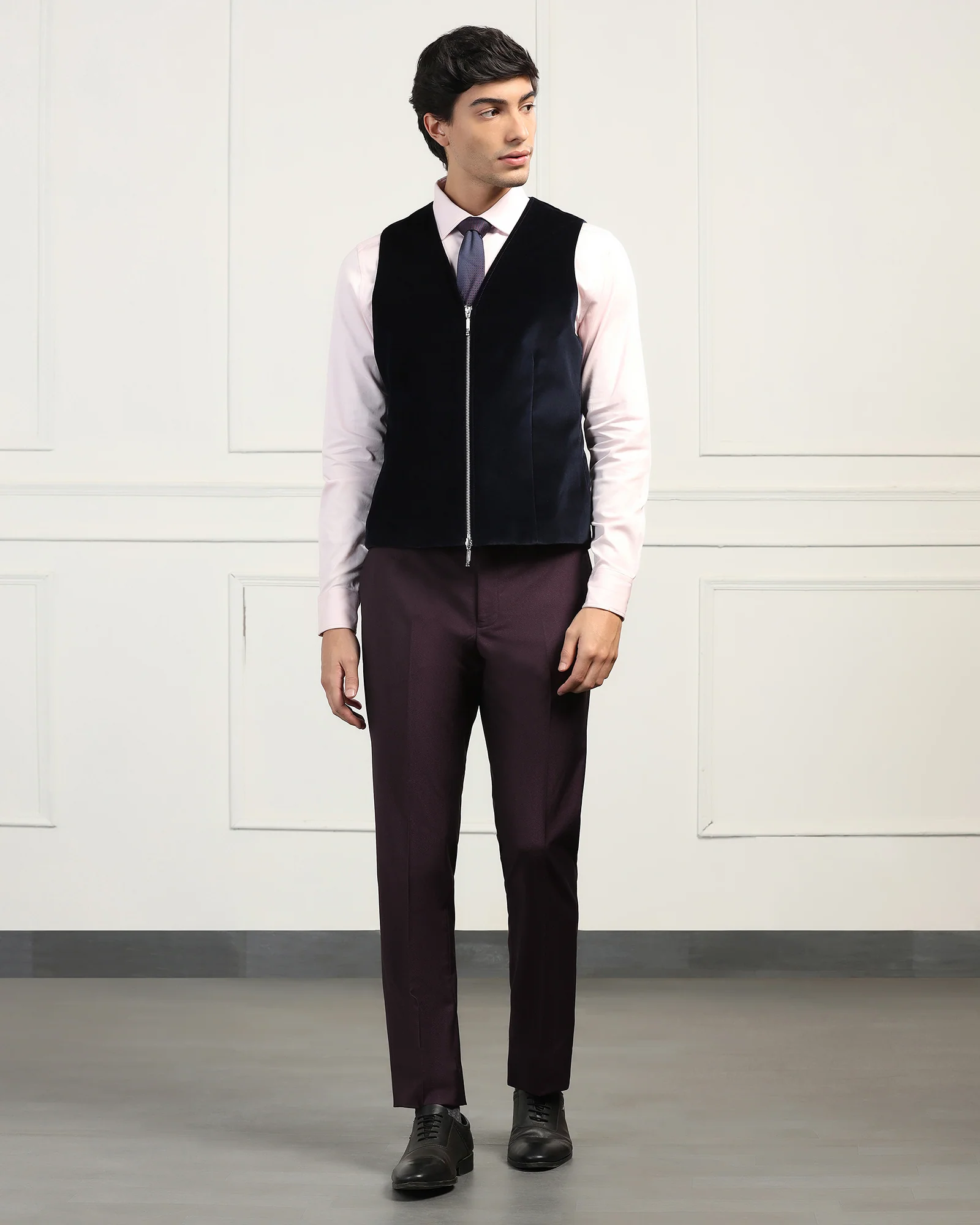 Three Piece Wine Textured Formal Suit - Inigo - Image 8