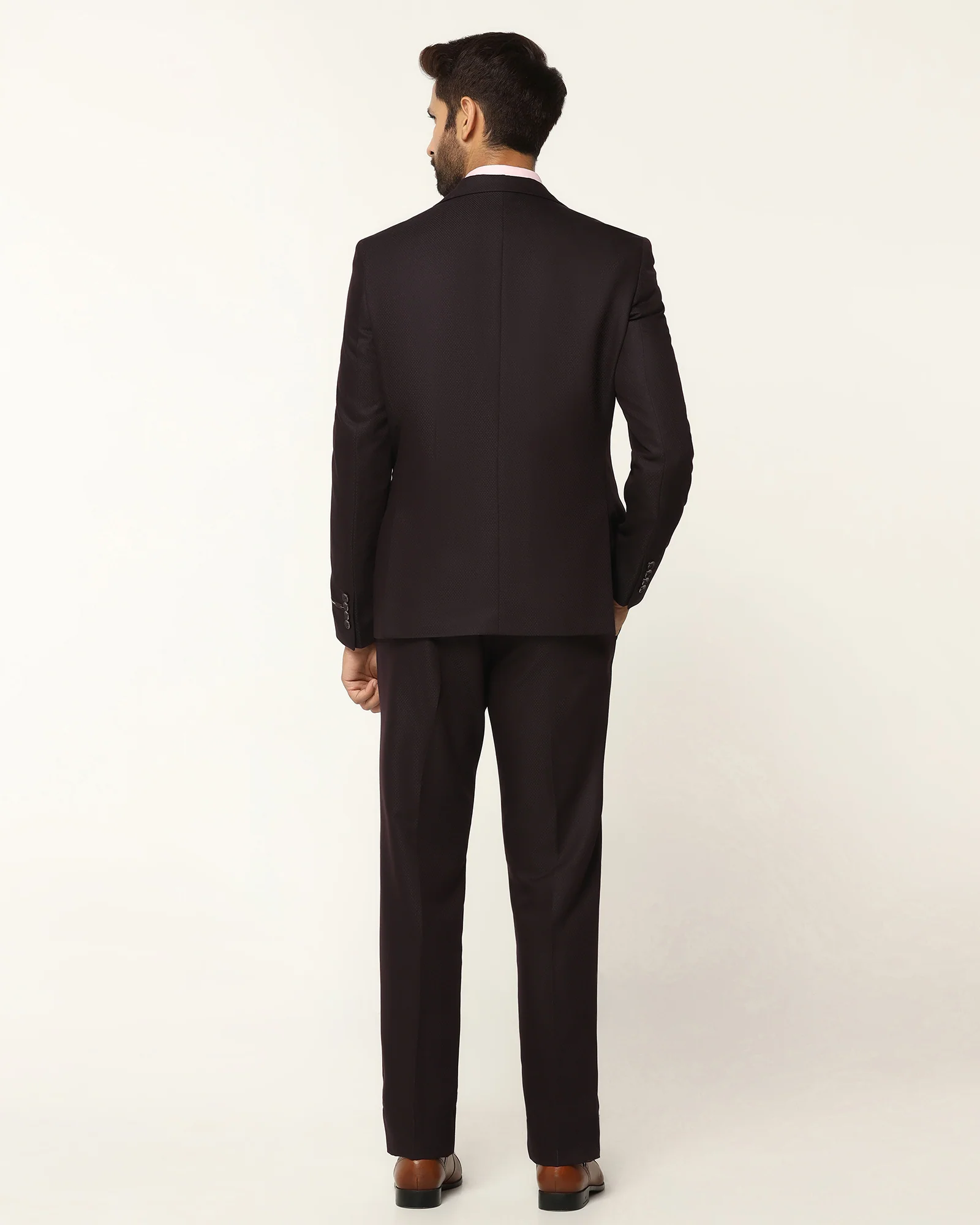 Three Piece Wine Textured Formal Suit - Rayner - Image 2