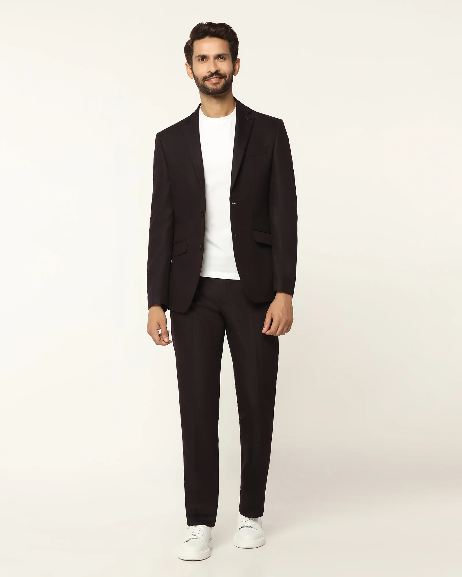 Three Piece Wine Textured Formal Suit - Rayner - Image 7