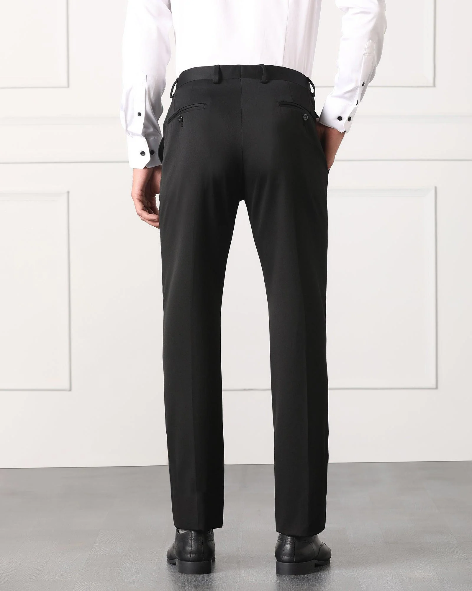 Must Haves Slim Comfort B-95 Formal Black Solid Trouser - Tisot - Image 6