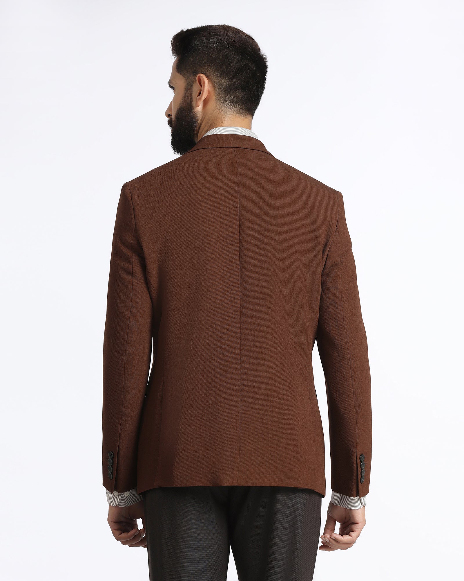 Tobacco Brown Solid Blazer - Modelo - Image 2