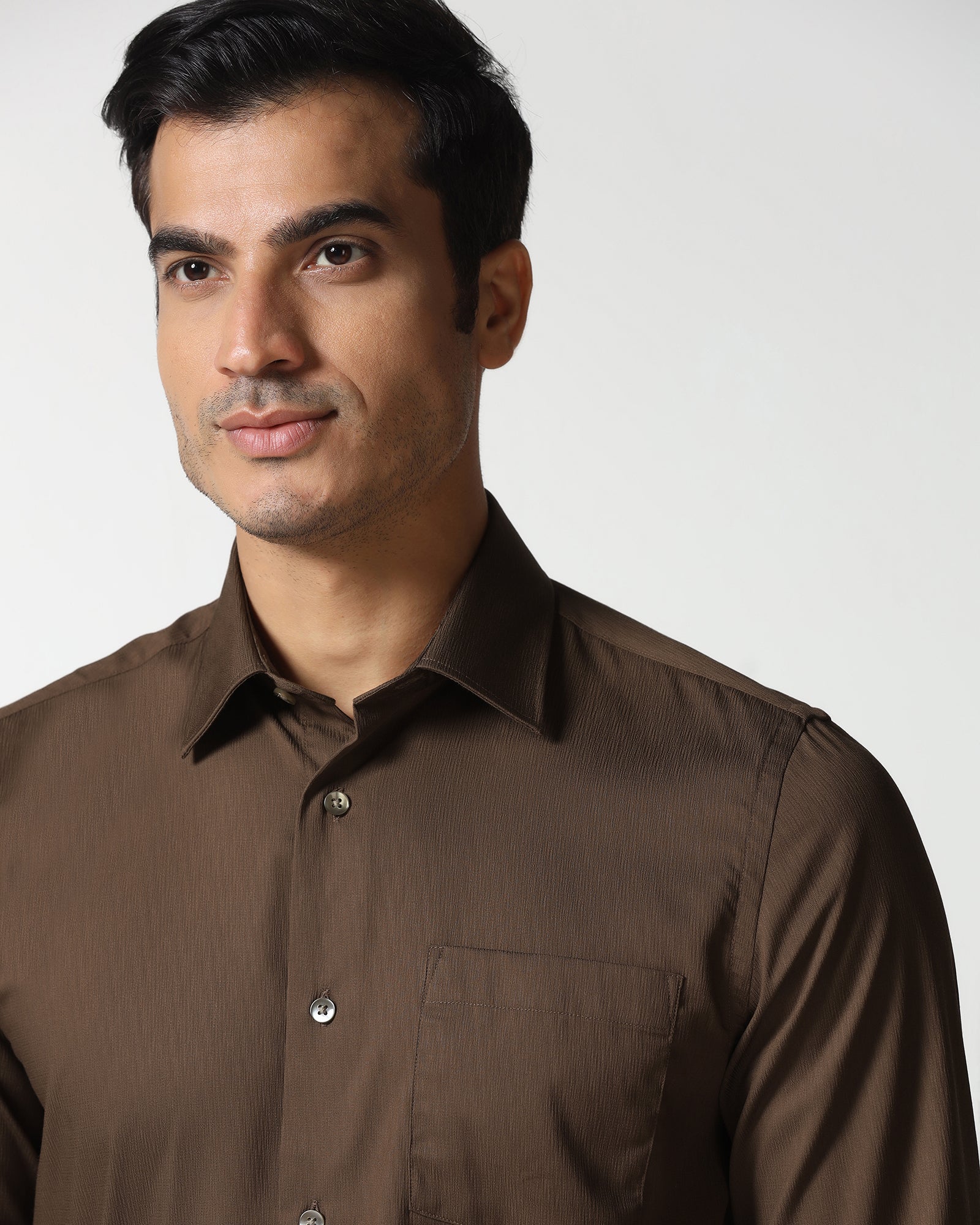 Tobacco Brown Solid Shirt - Tanin - Image 4