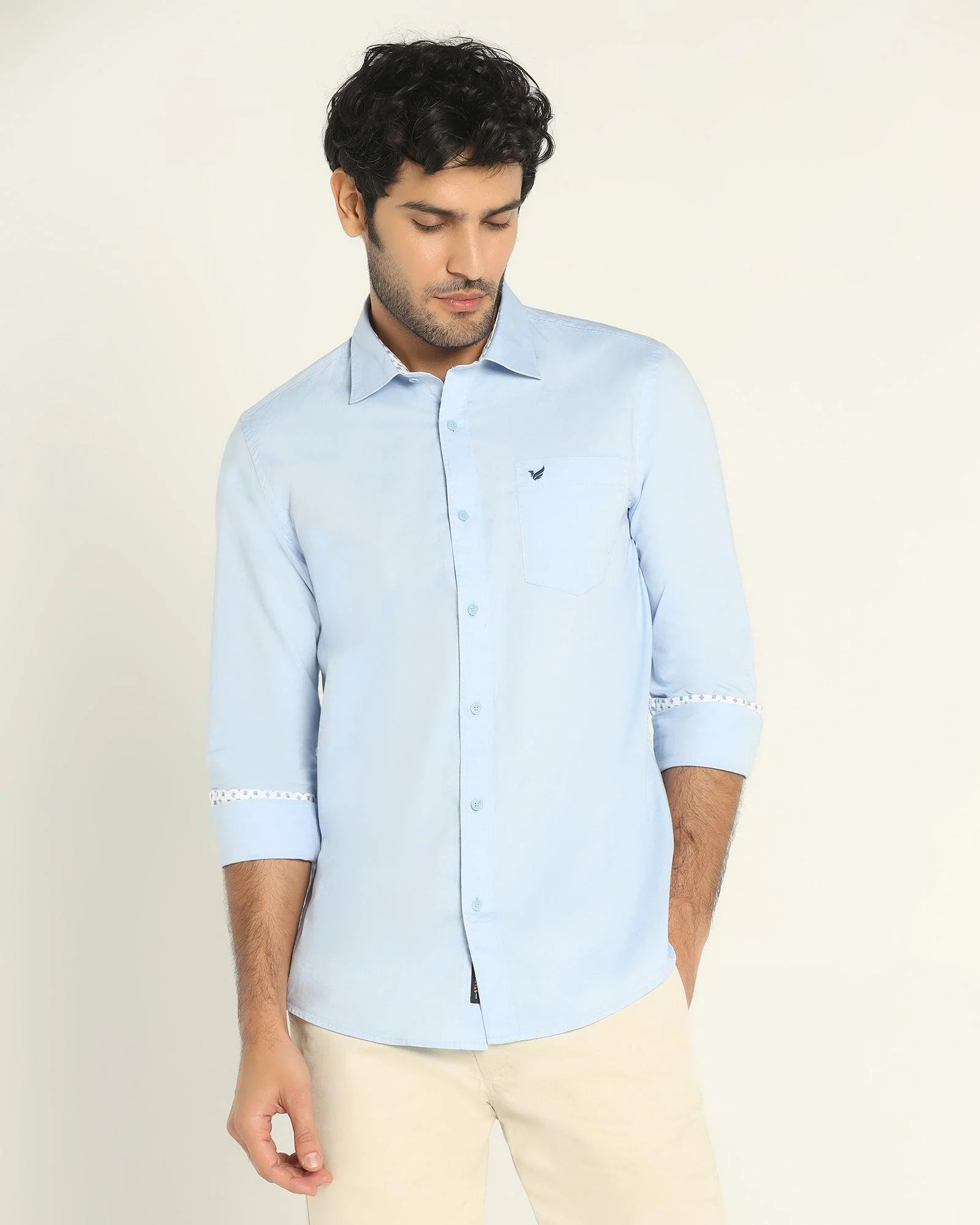Casual Blue Solid Shirt - Torch - Image 2