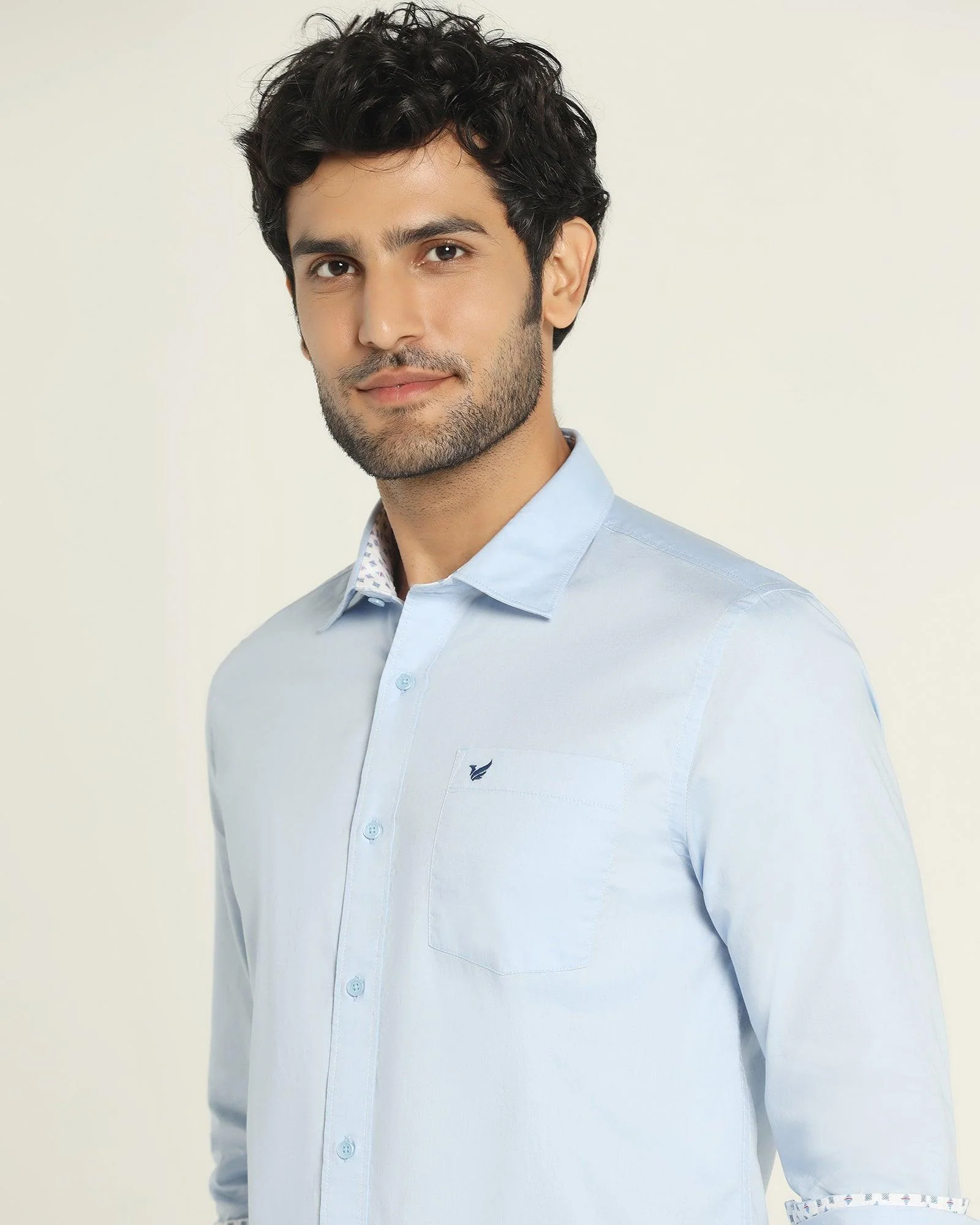 Casual Blue Solid Shirt - Torch - Image 4