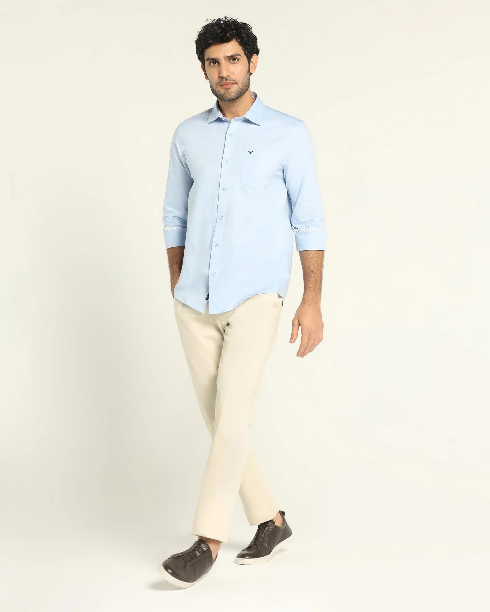 Casual Blue Solid Shirt - Torch - Image 5
