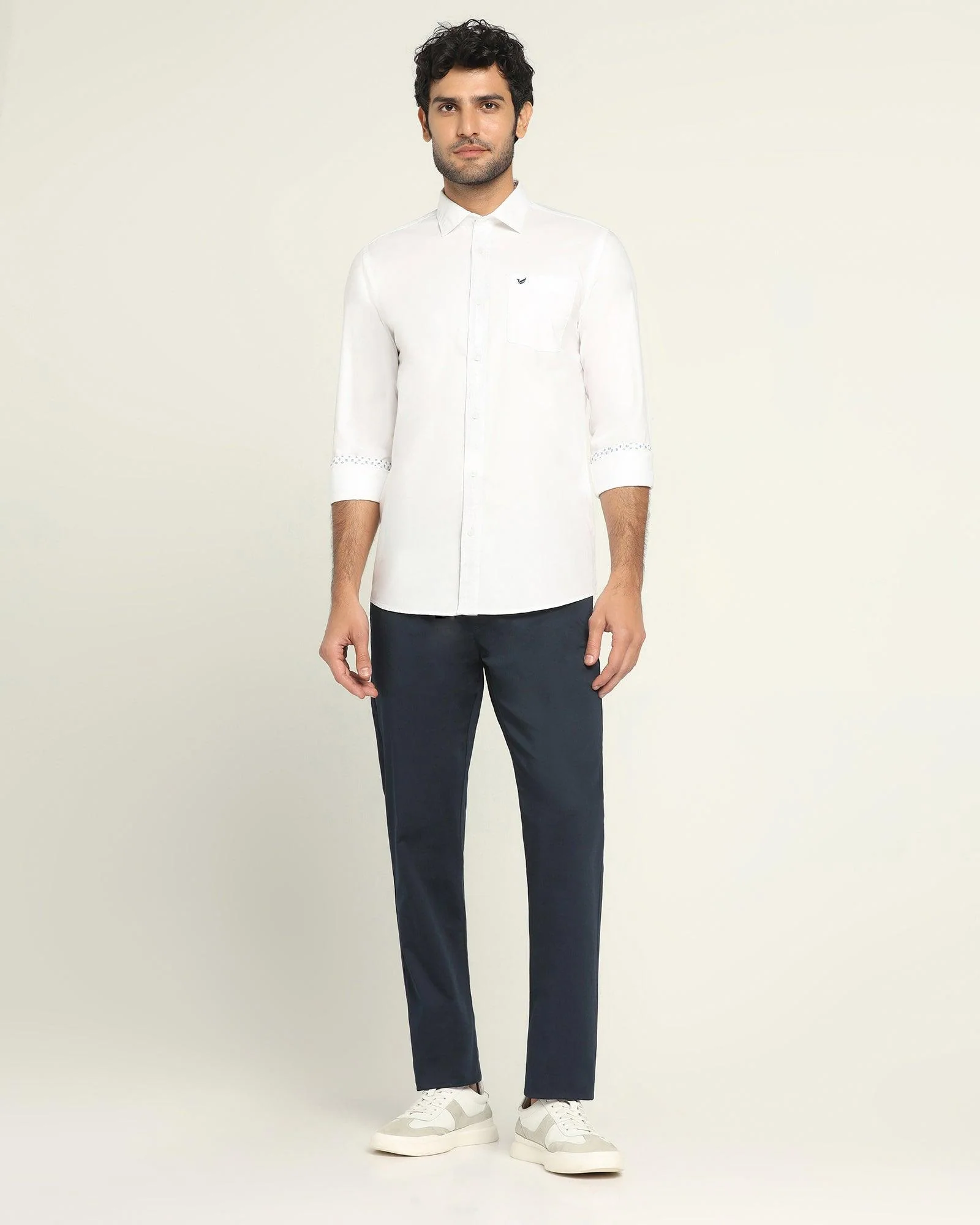 Casual White Solid Shirt - Torch - Image 3