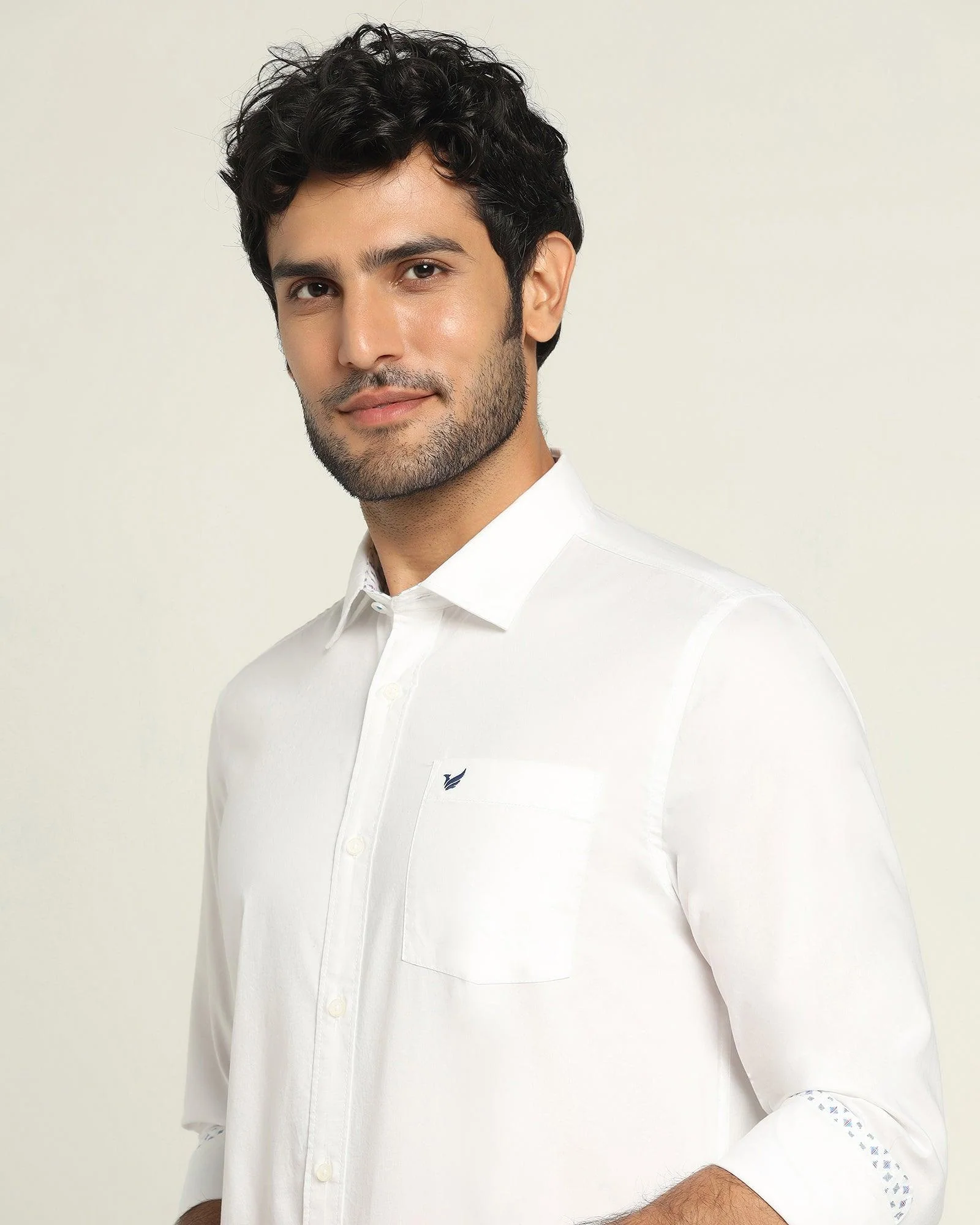 Casual White Solid Shirt - Torch - Image 4