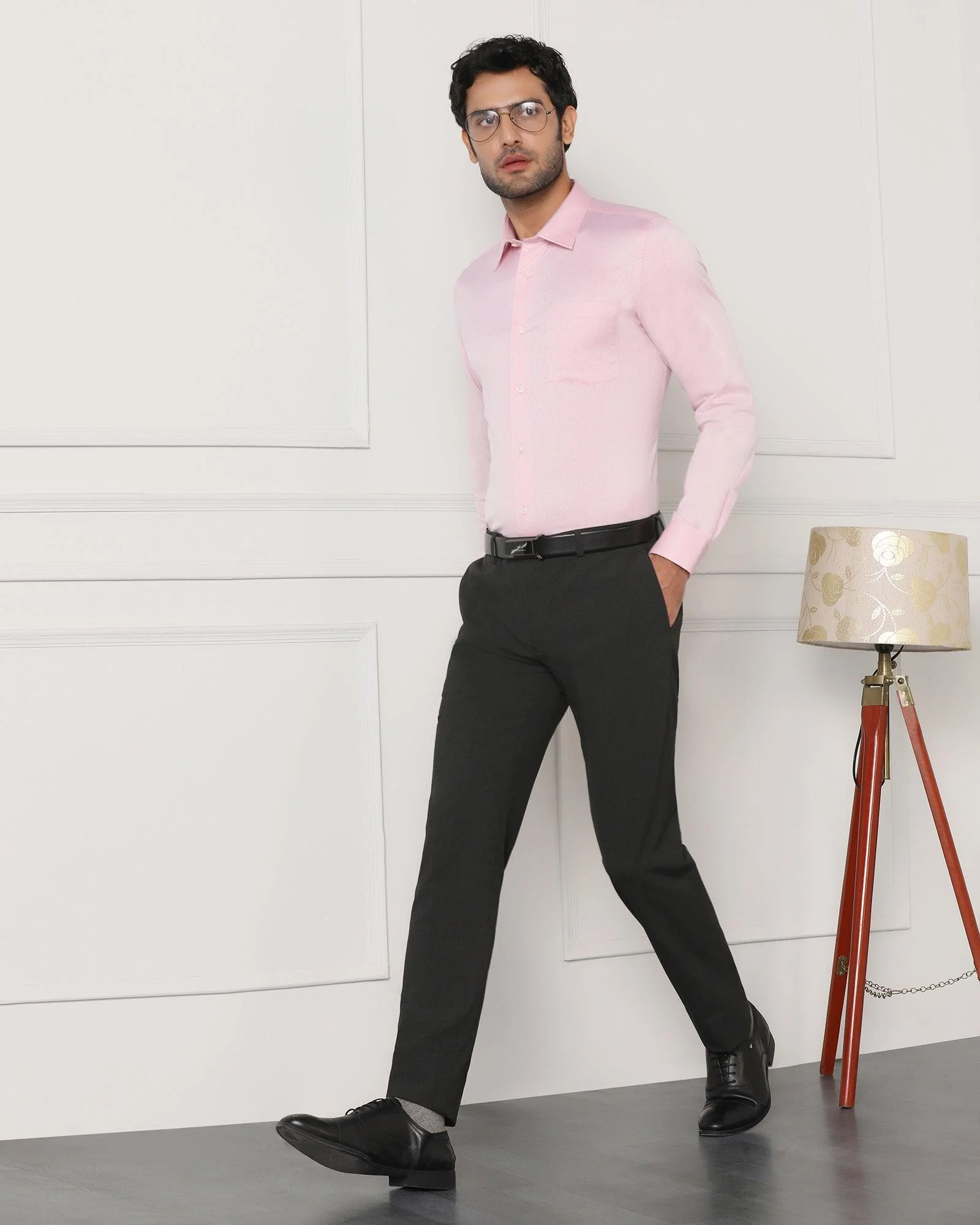 Must Haves Slim Fit B-91 Formal Charcoal Solid Trouser - Travis - Image 3