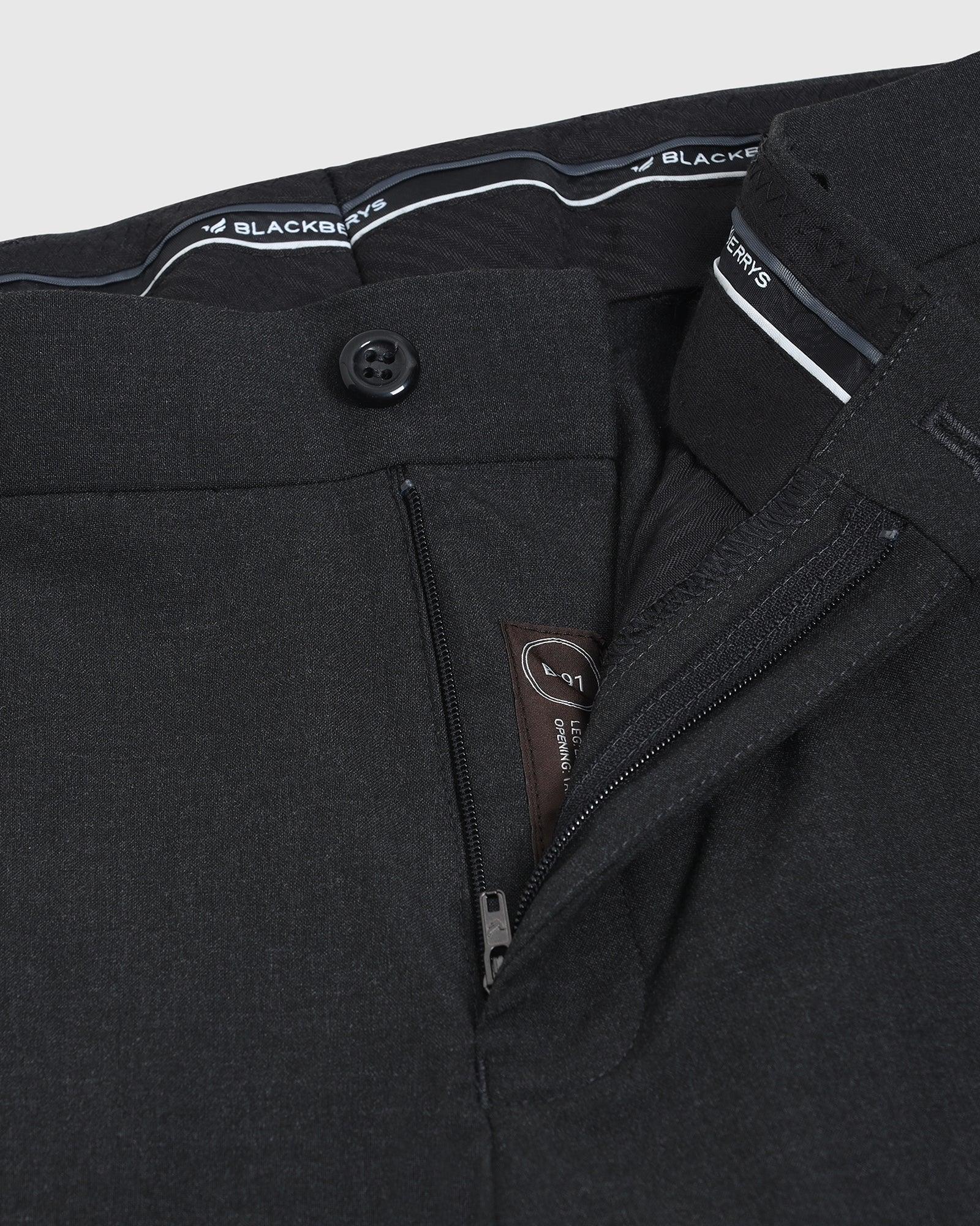 Must Haves Slim Fit B-91 Formal Charcoal Solid Trouser - Travis - Image 6