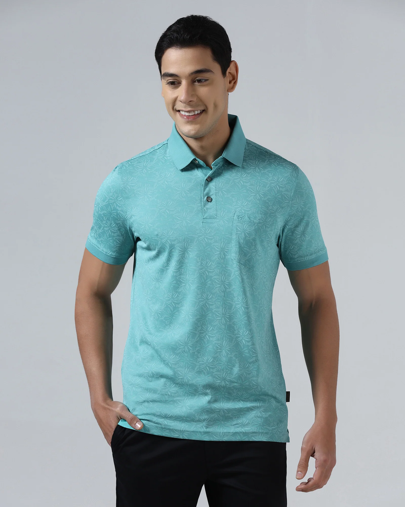 Turquoise Printed Polo - Dane