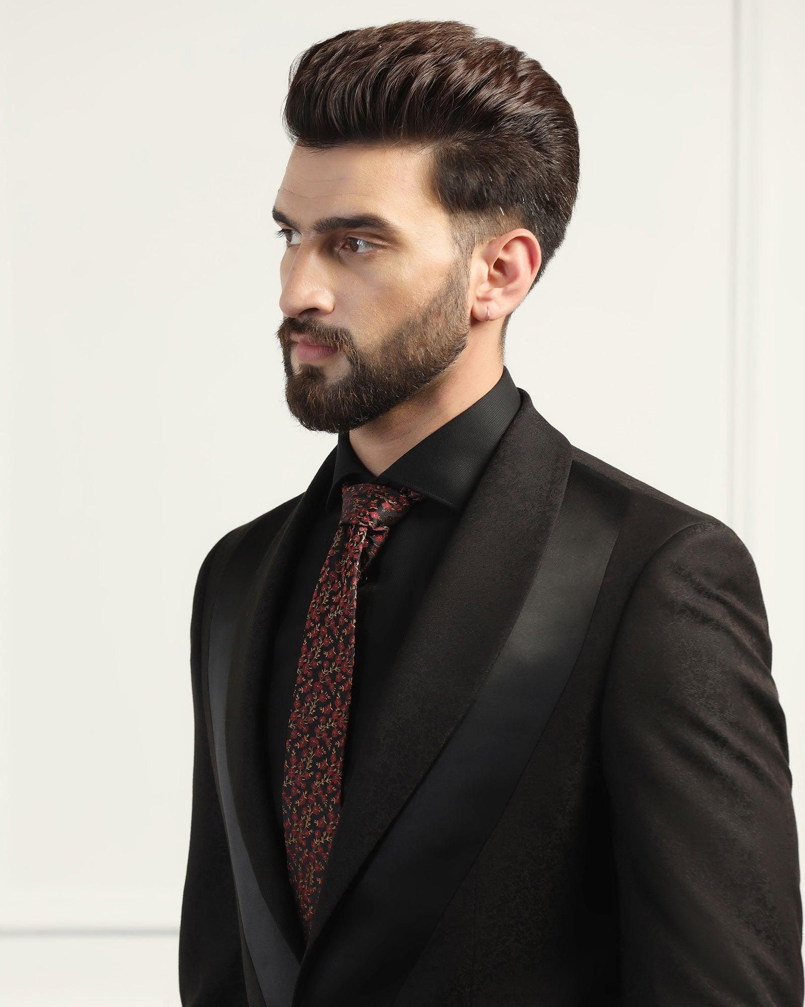 Two Piece Black Jacquard Formal Suit - Jessel - Image 4