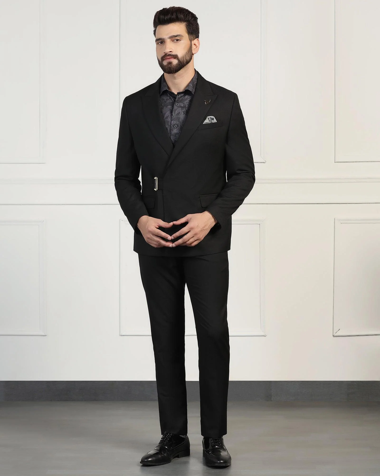 Two Piece Black Solid Formal Suit - Ethan - Image 3