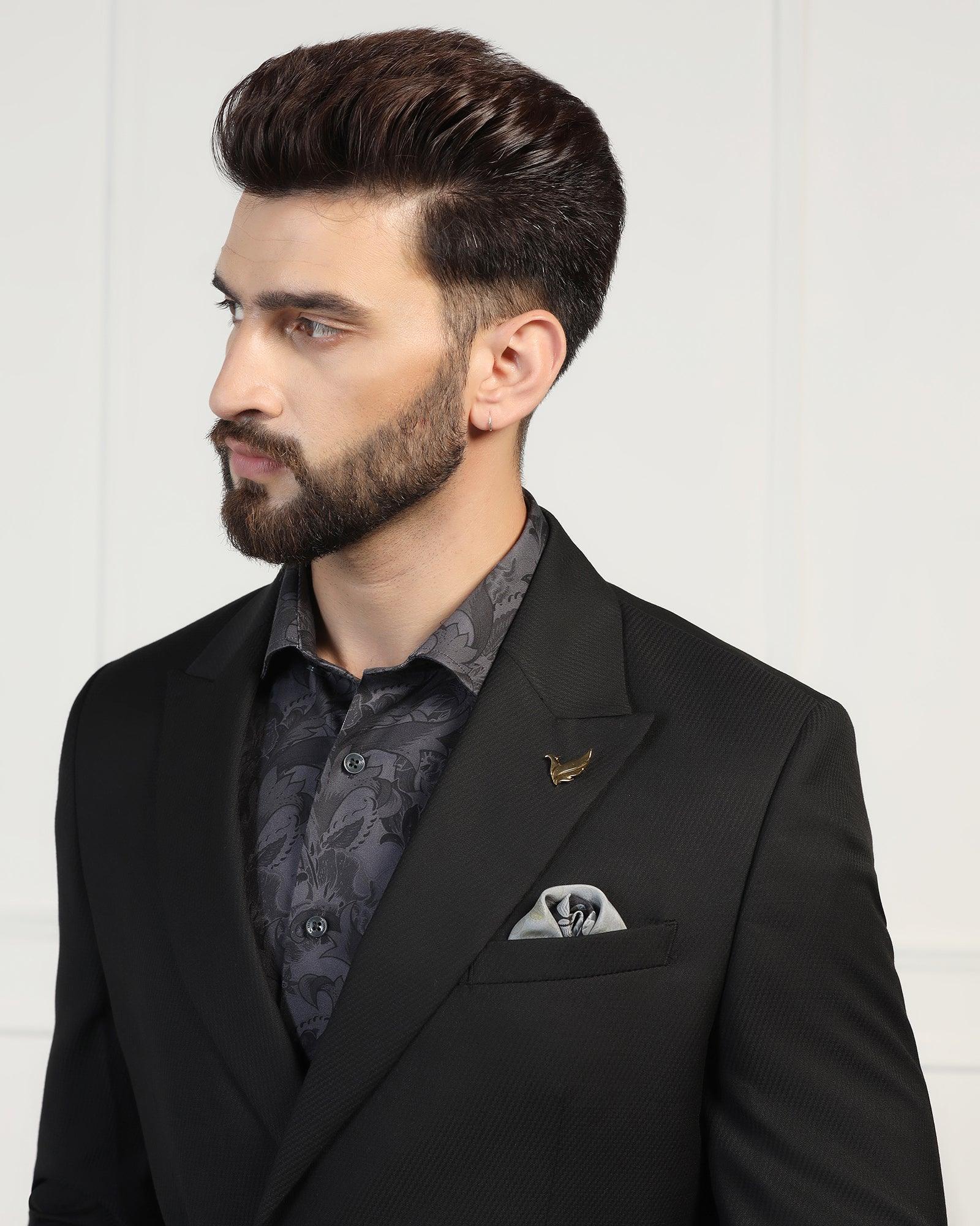 Two Piece Black Solid Formal Suit - Ethan - Image 4