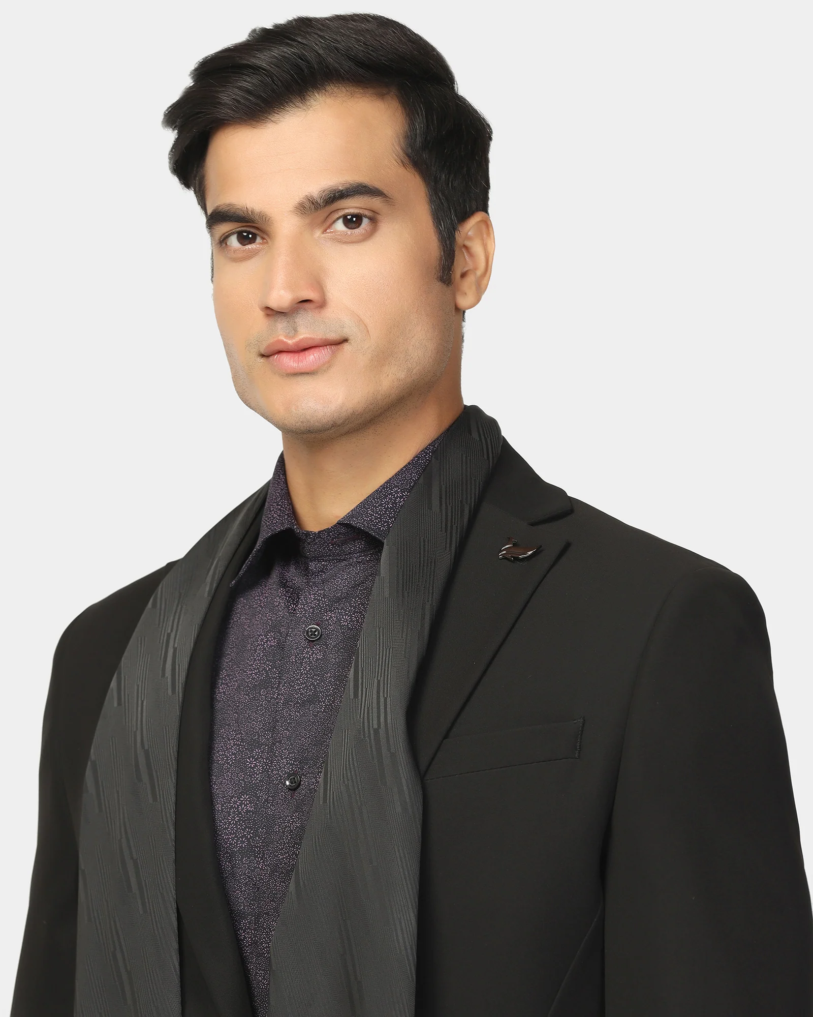 Two Piece Black Solid Formal Suit - Rostov - Image 4