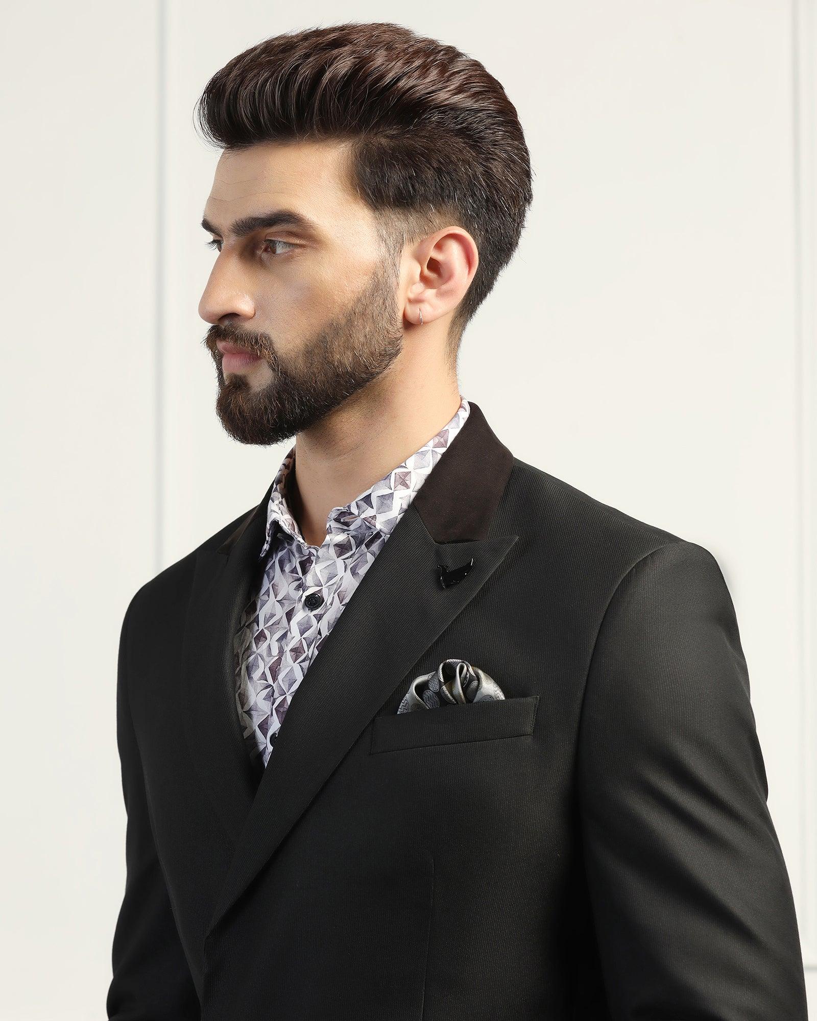 Two Piece Black Textured Formal Suit - Trizer - Image 4