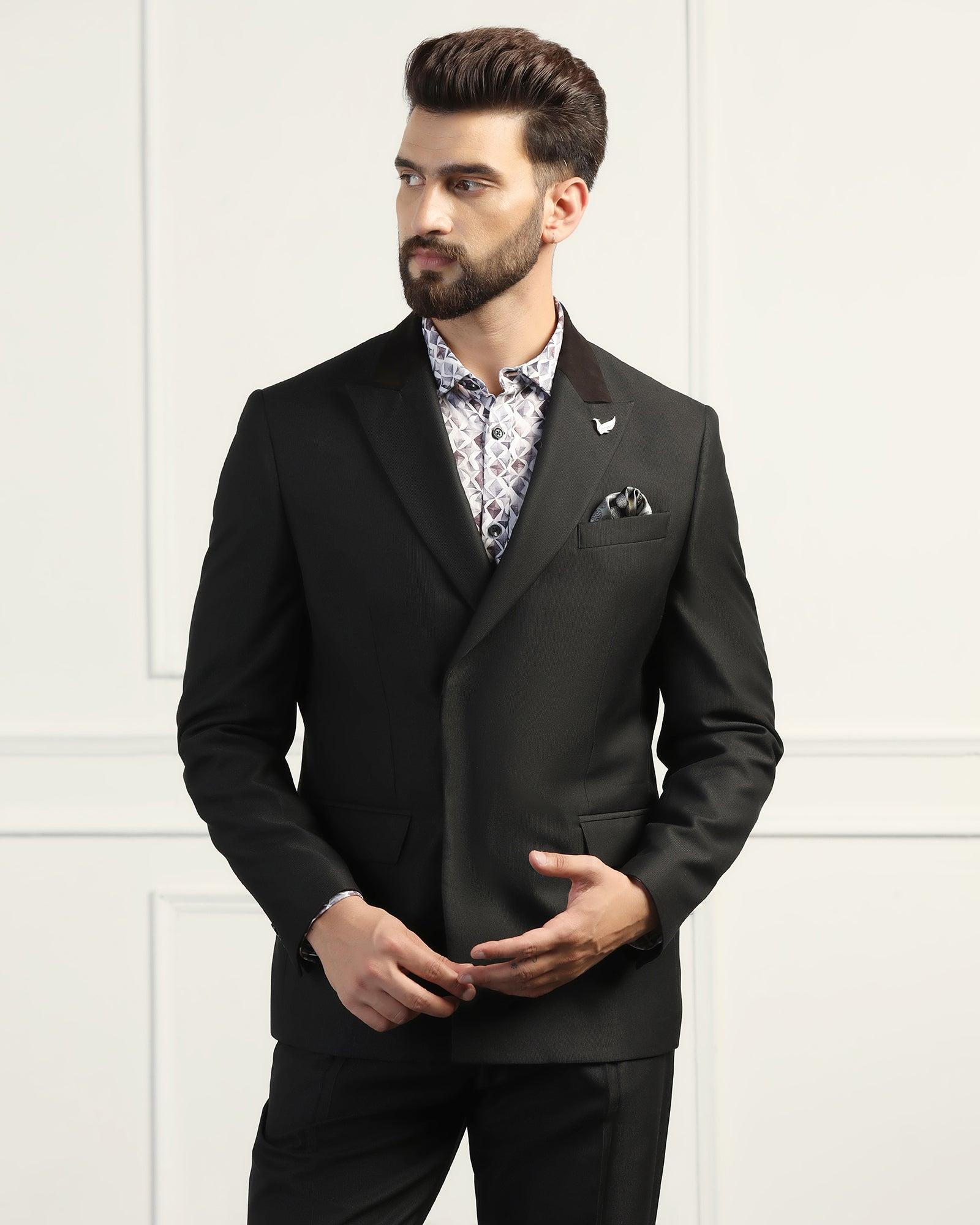 Two Piece Black Textured Formal Suit - Trizer - Image 9