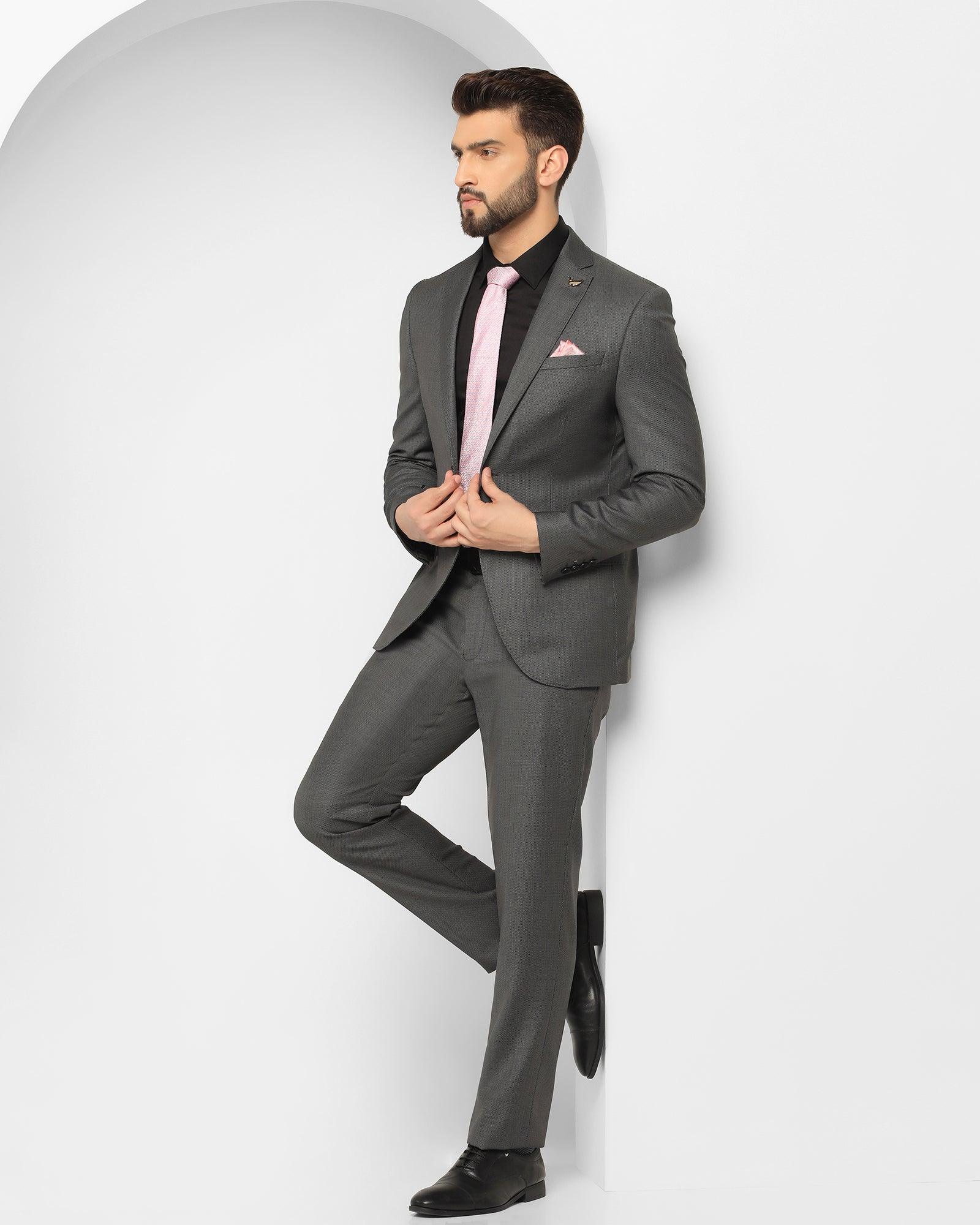 Luxe Two Piece Charcoal Textured Formal Suit - Cassius - Image 3