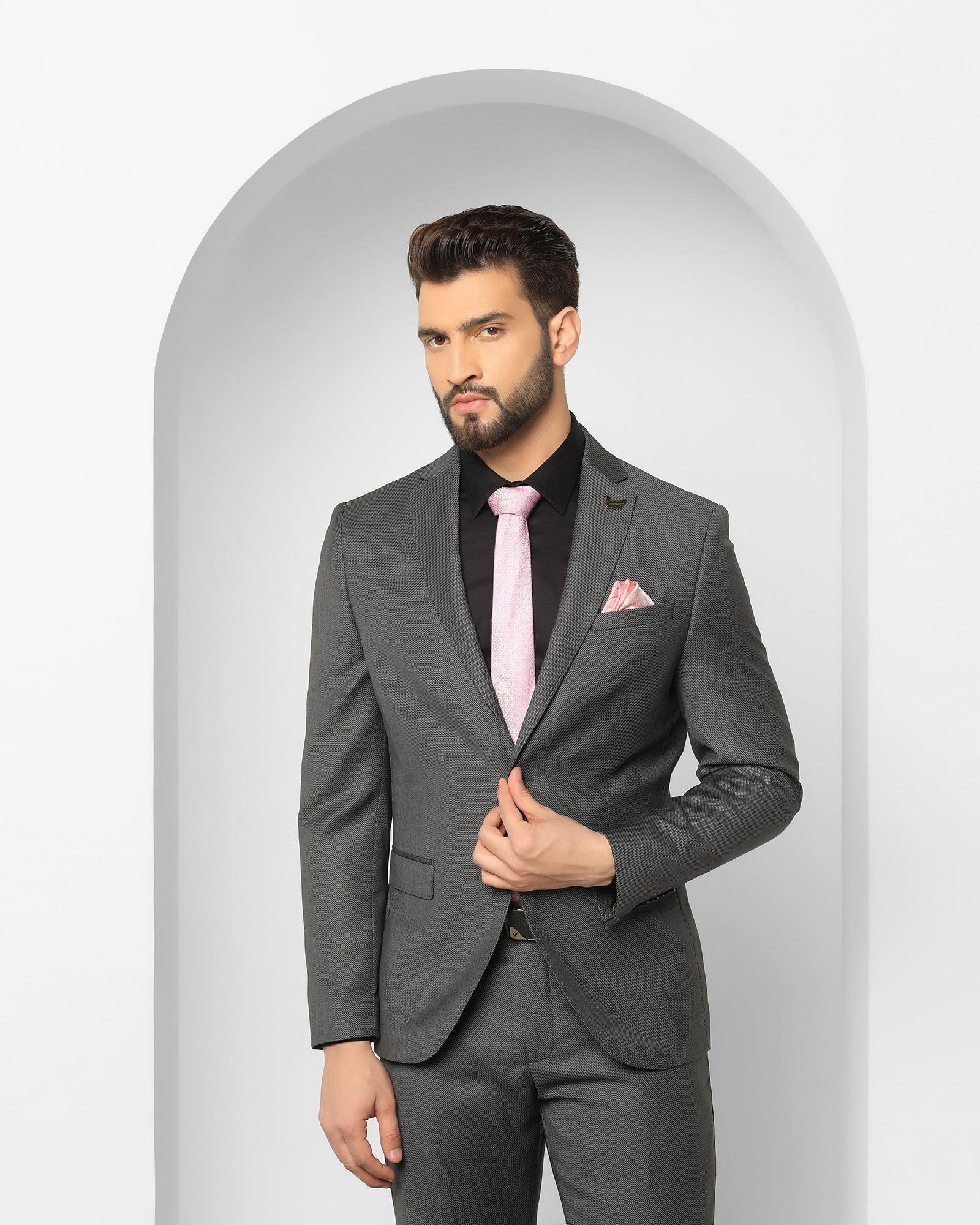 Luxe Two Piece Charcoal Textured Formal Suit - Cassius - Image 6