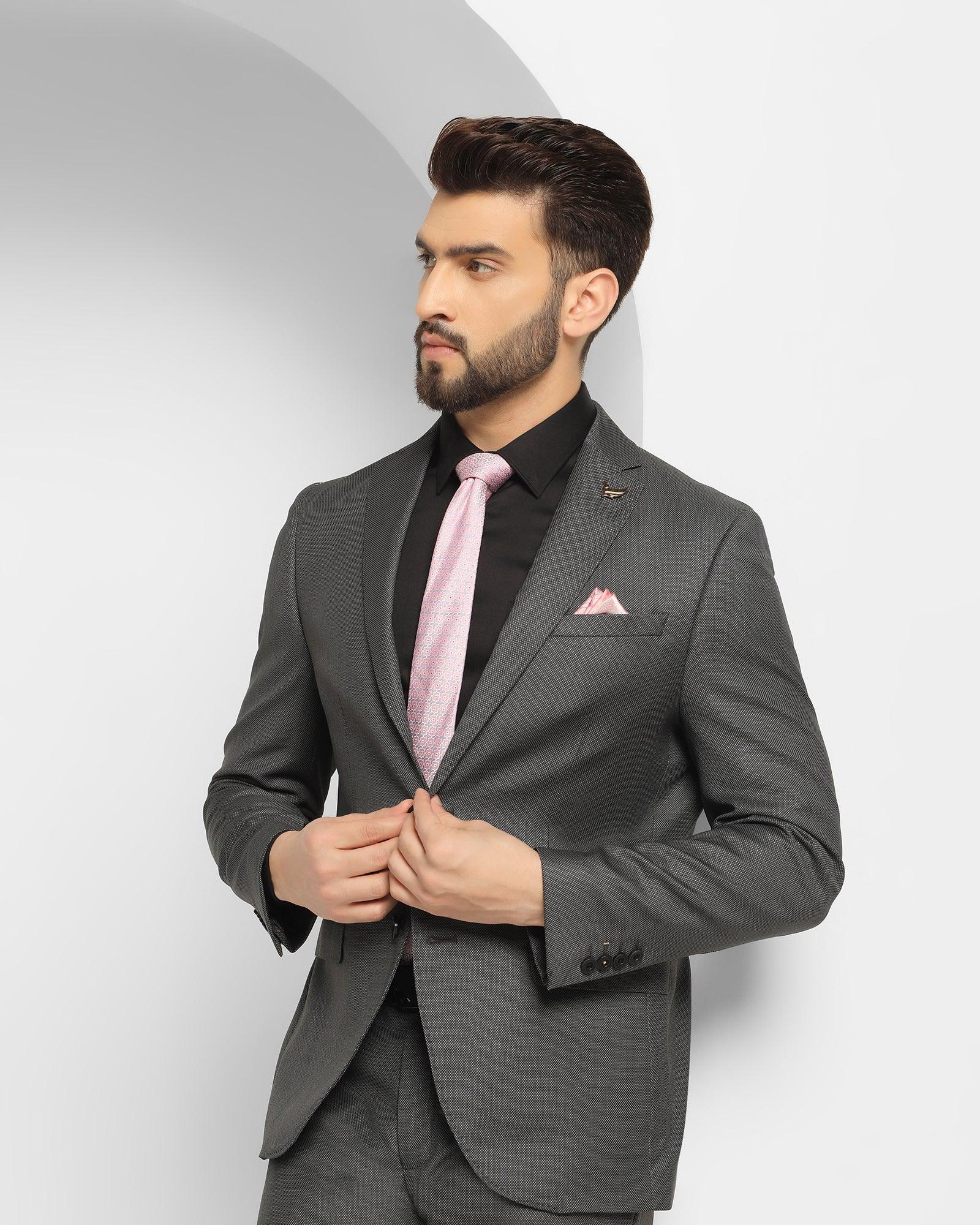 Luxe Two Piece Charcoal Textured Formal Suit - Cassius - Image 7