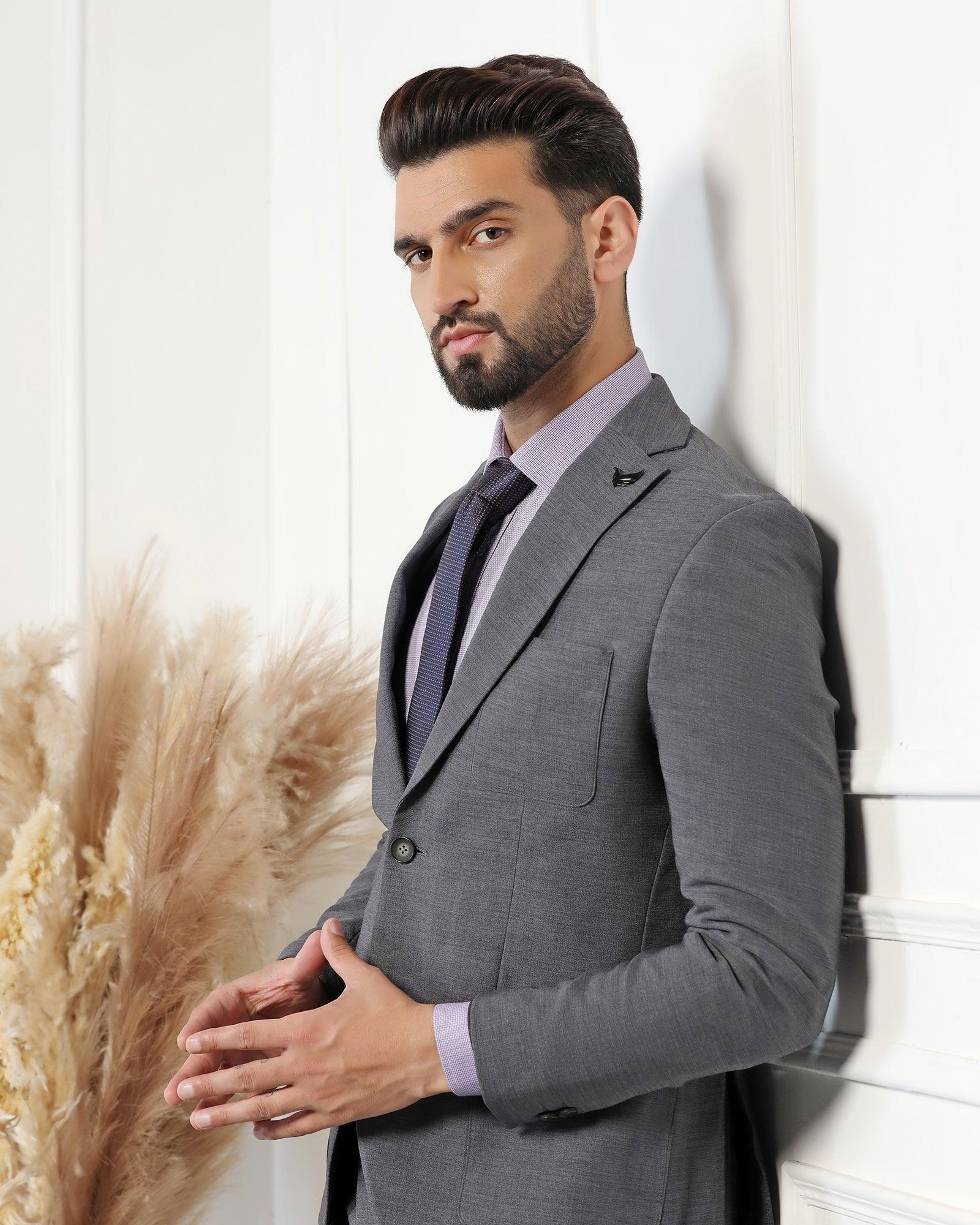 Two Piece Charcoal Textured Formal Suit - Drebin - Image 9