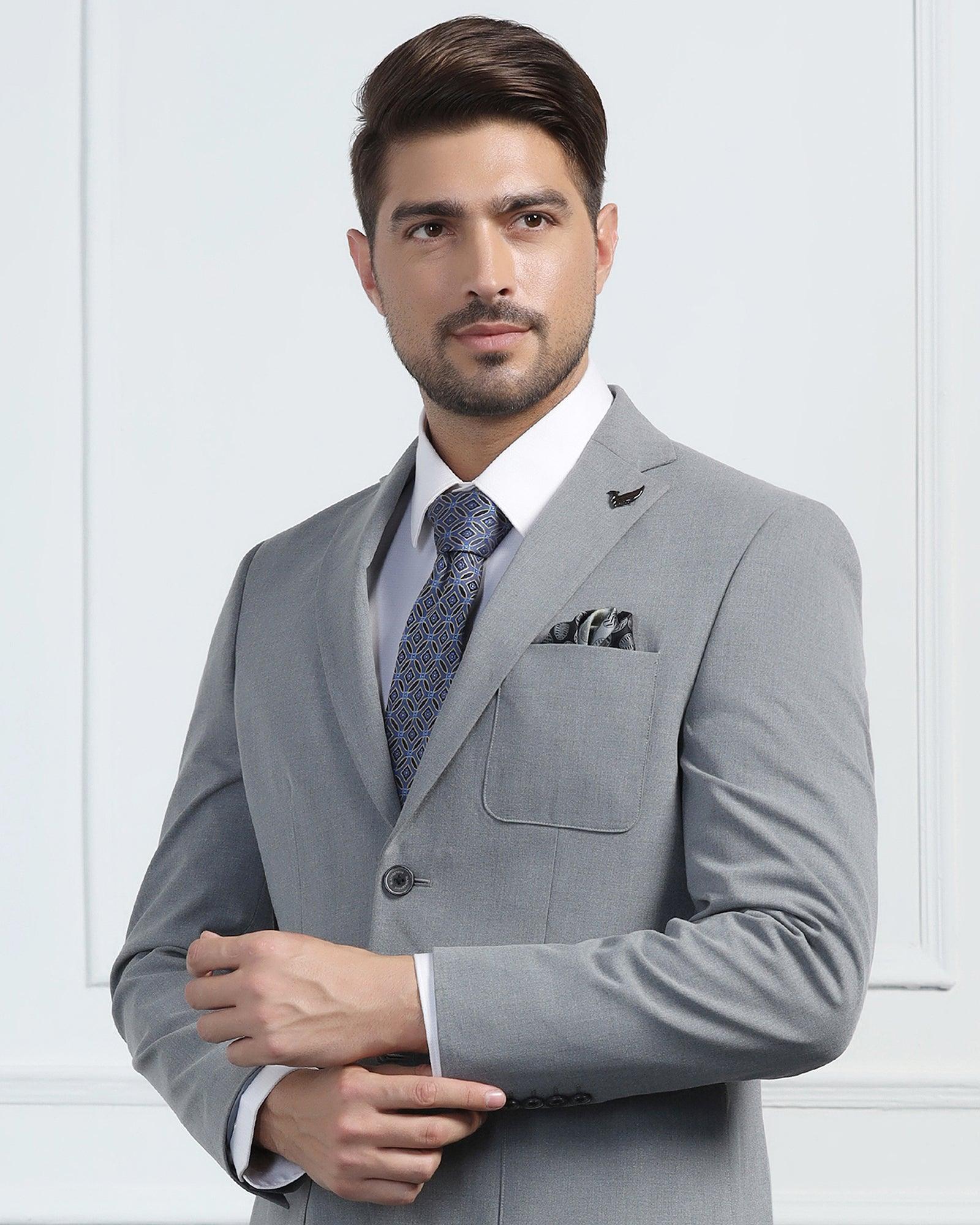 Two Piece Grey Solid Formal Suit - Connor - Image 4