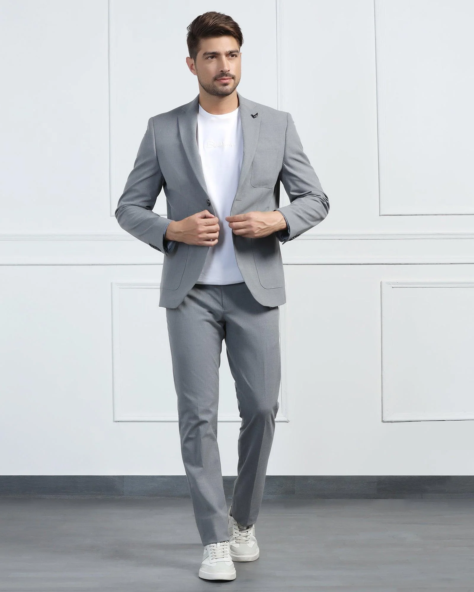Two Piece Grey Solid Formal Suit - Connor - Image 7