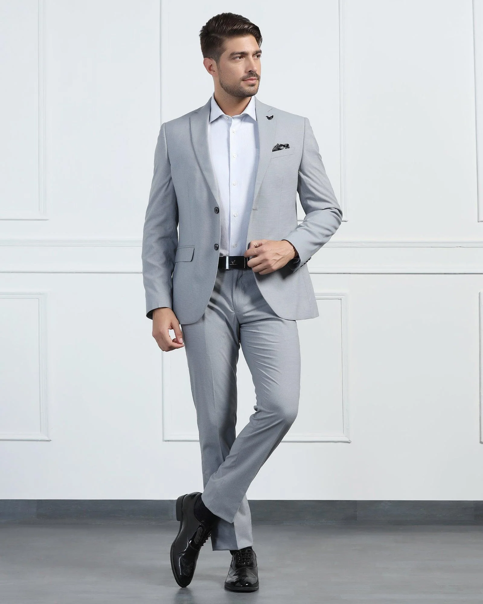 Two Piece Grey Textured Formal Suit - Pax - Image 3