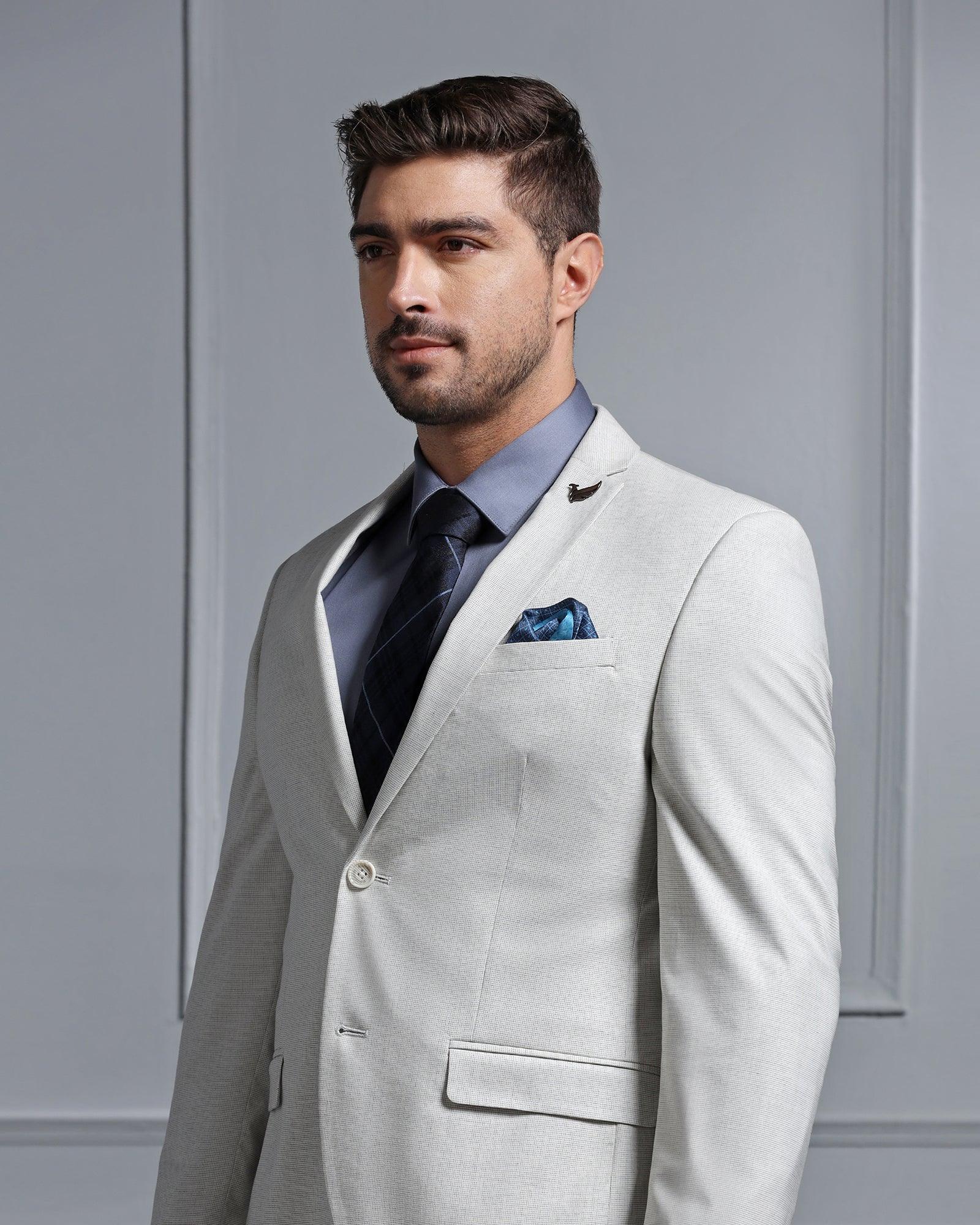 Two Piece Grey Textured Formal Suit - Waves - Image 4