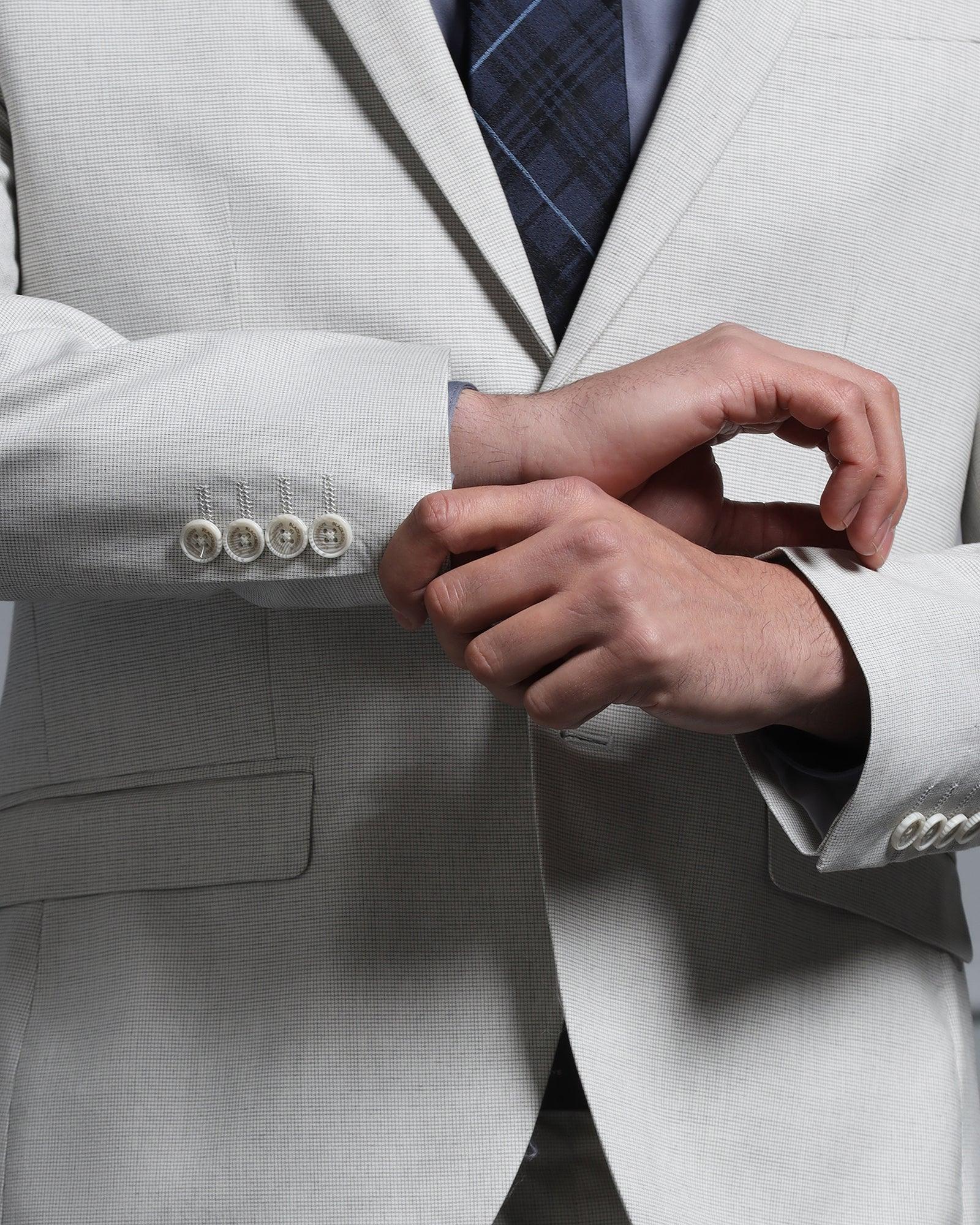 Two Piece Grey Textured Formal Suit - Waves - Image 6