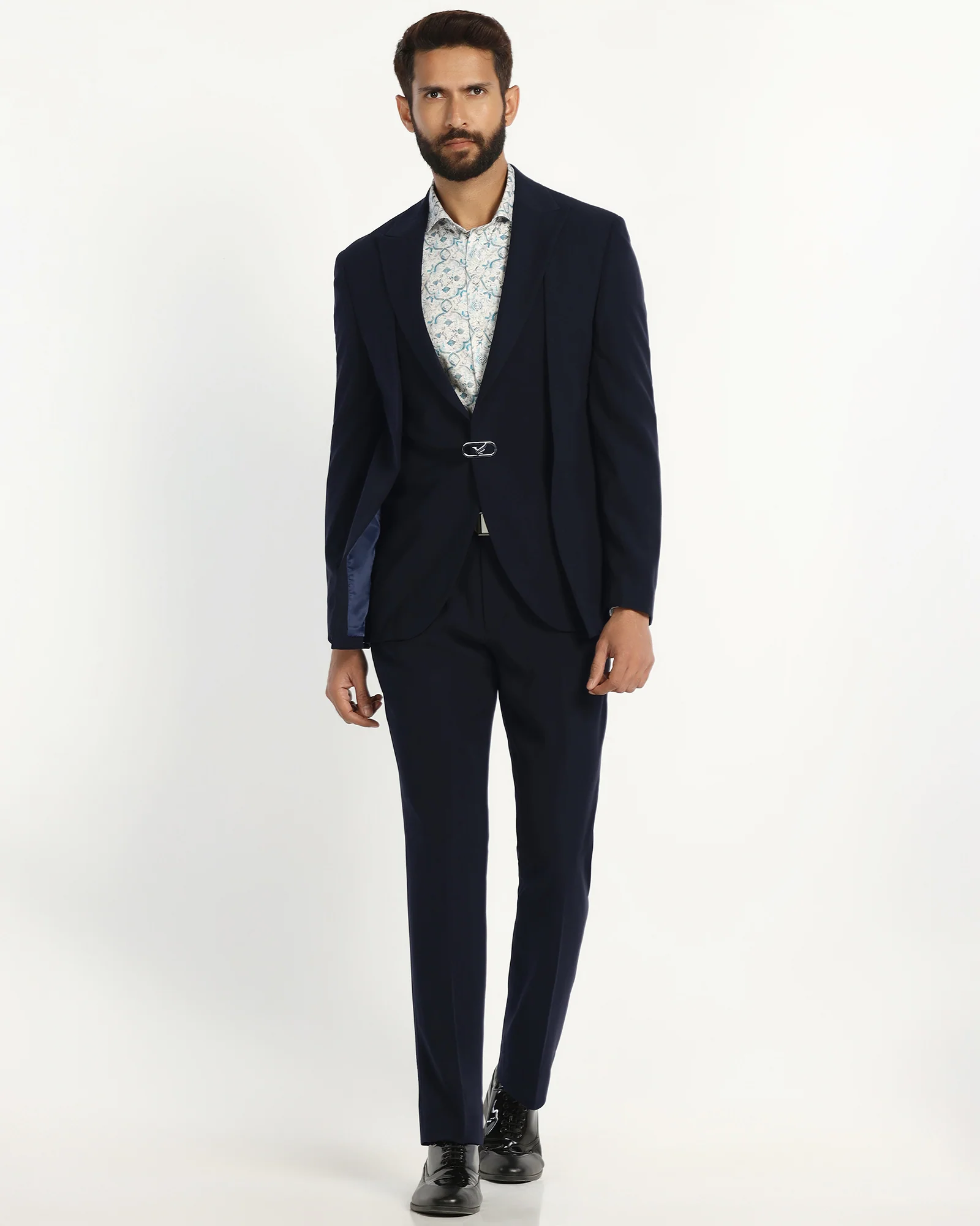 Two Piece Navy Solid Formal Suit - Rhine - Image 3