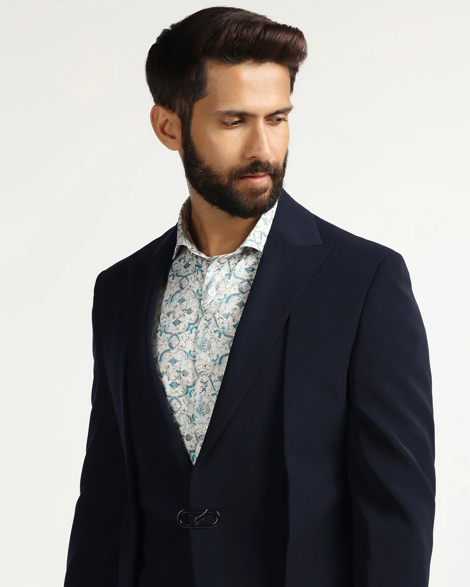 Two Piece Navy Solid Formal Suit - Rhine - Image 4
