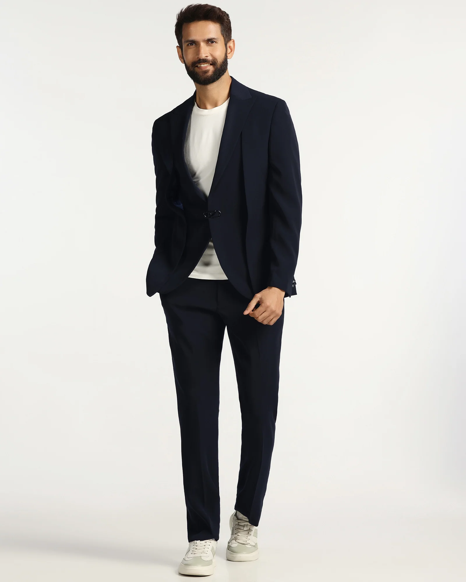 Two Piece Navy Solid Formal Suit - Rhine - Image 7