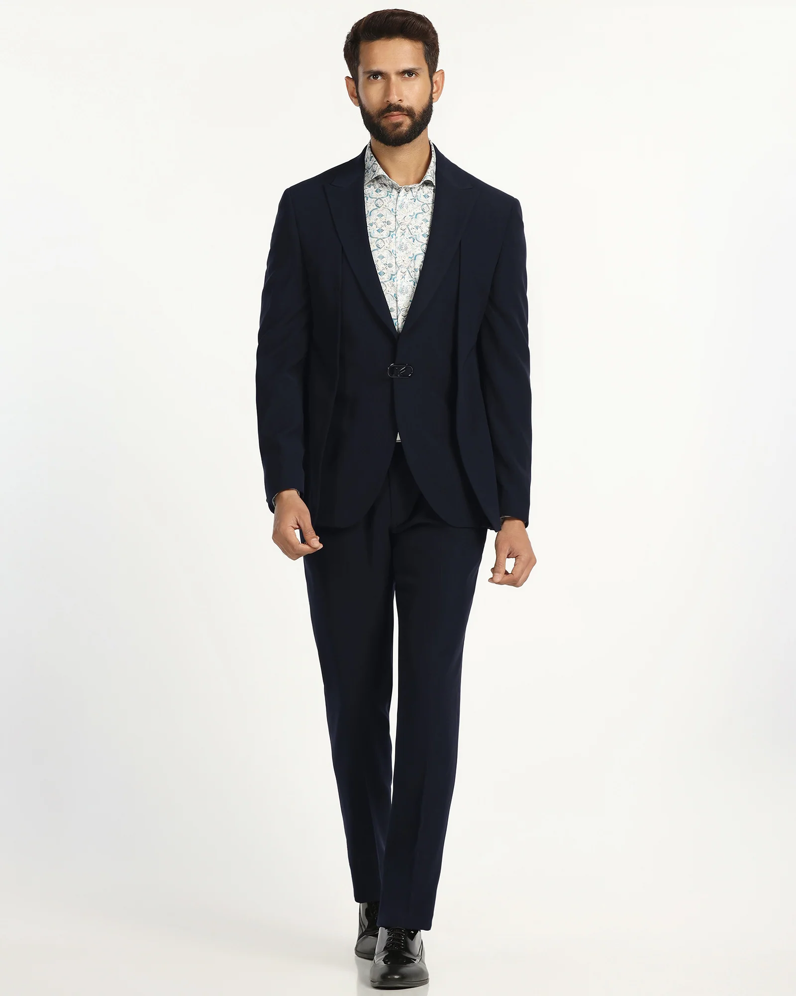 Two Piece Navy Solid Formal Suit - Rhine - Image 8