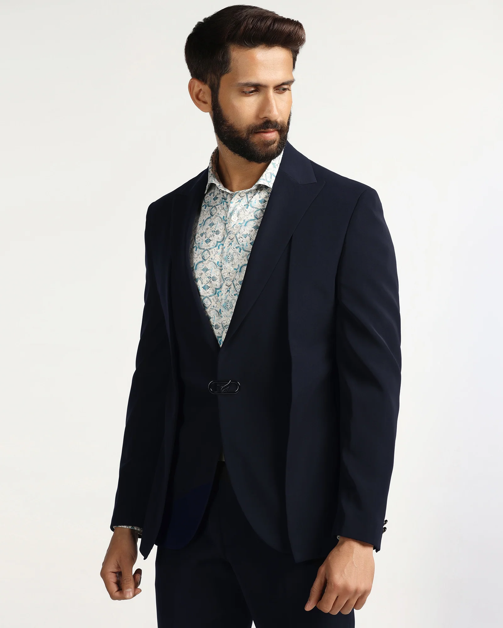 Two Piece Navy Solid Formal Suit - Rhine - Image 9