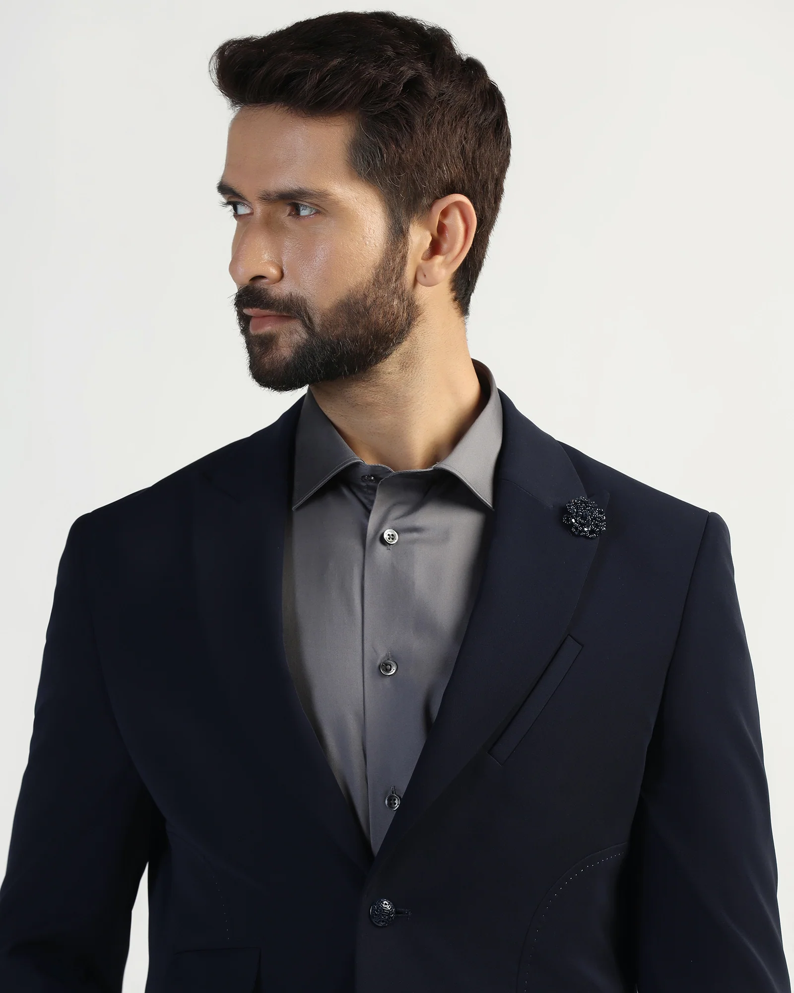 Two Piece Navy Solid Formal Suit - Weimer - Image 4