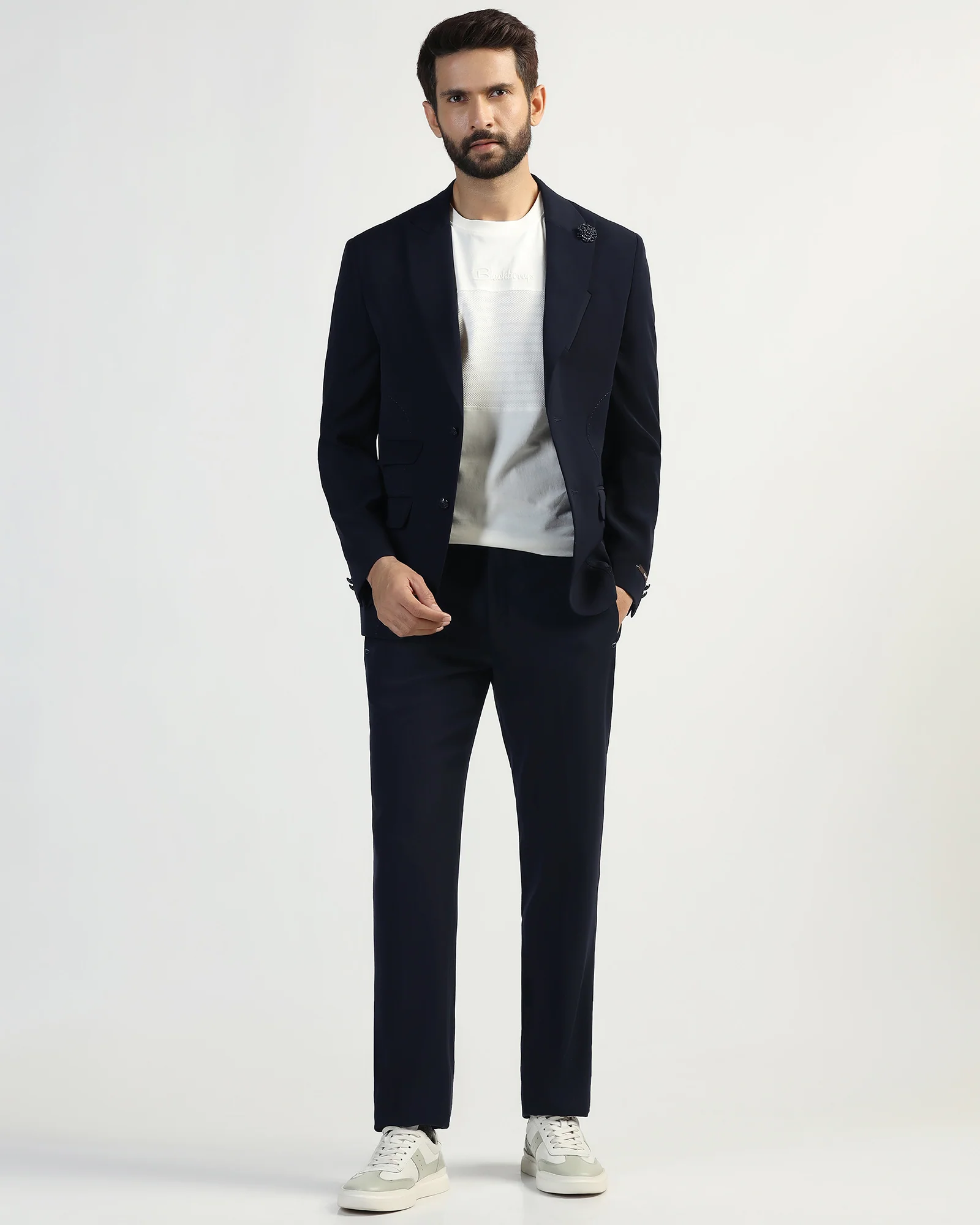 Two Piece Navy Solid Formal Suit - Weimer - Image 8