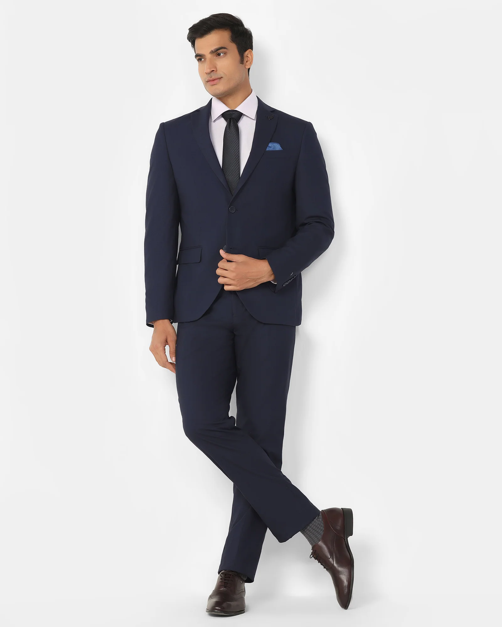Two Piece Navy Textured Formal Suit - Dave - Image 8