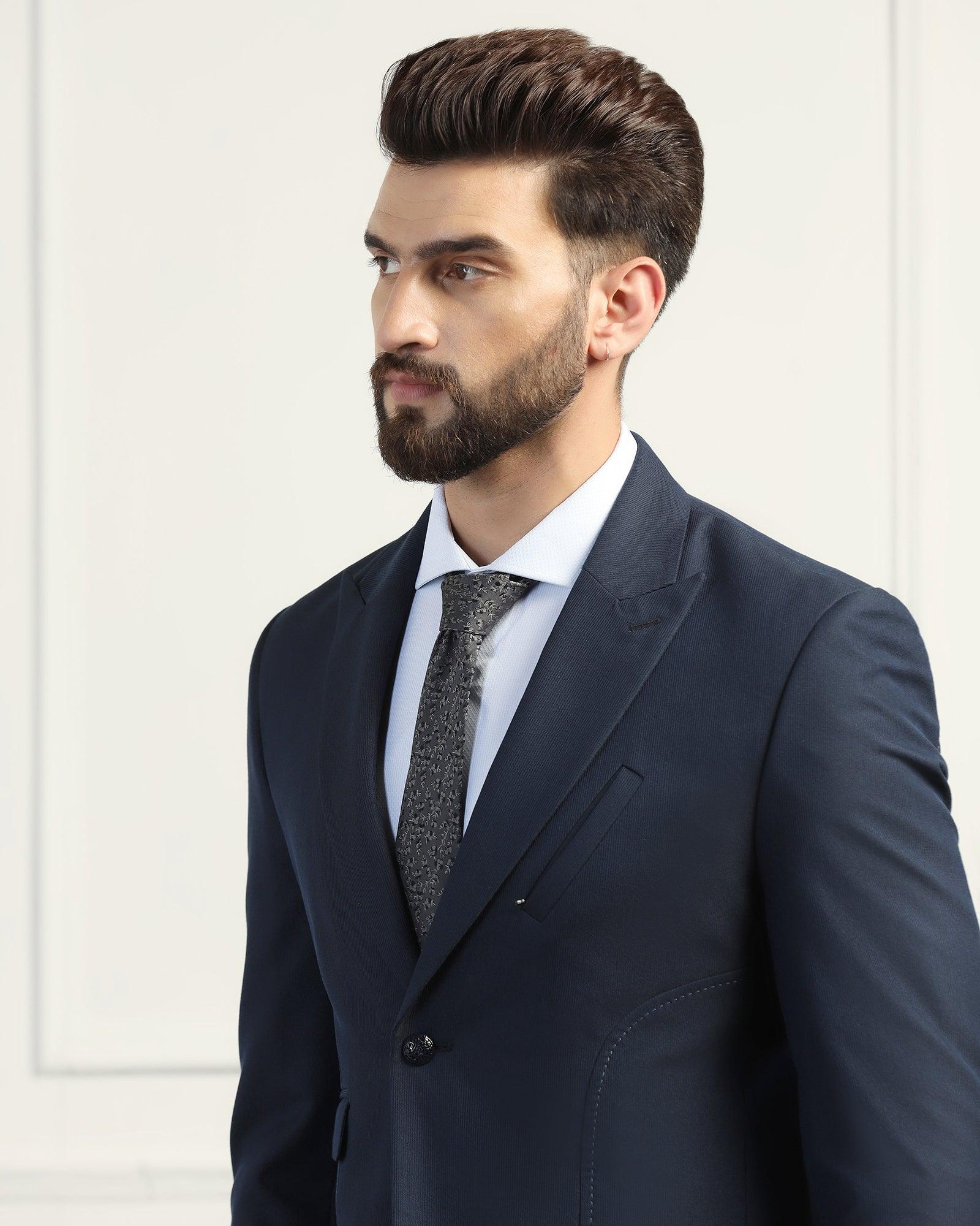 Two Piece Navy Textured Formal Suit - Heimer - Image 4