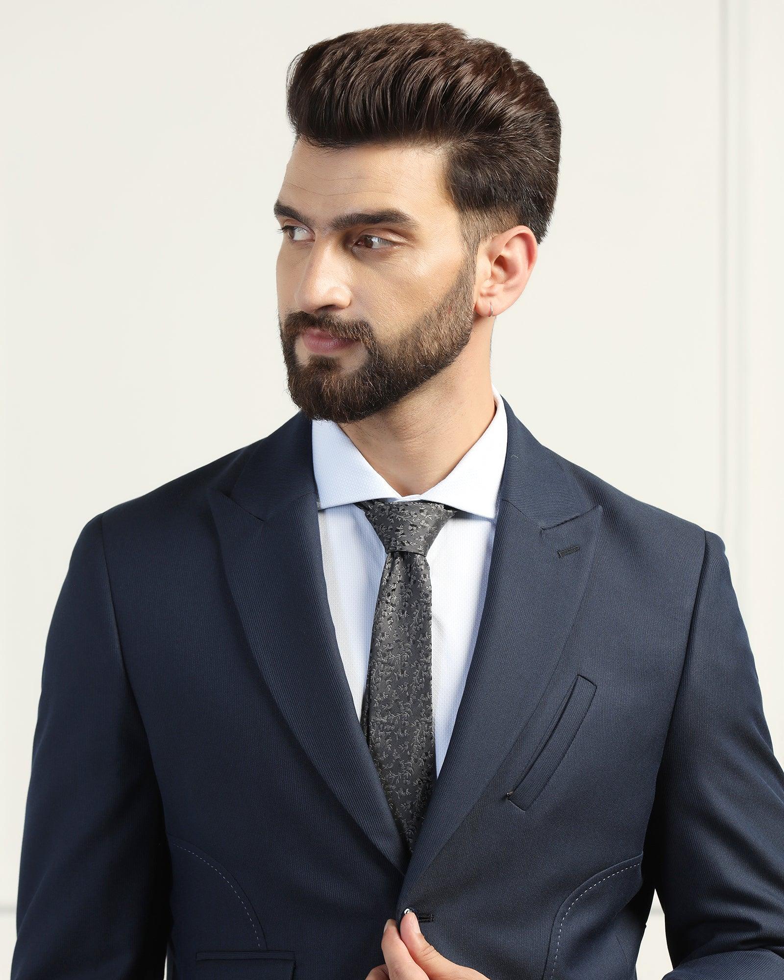 Two Piece Navy Textured Formal Suit - Heimer - Image 9