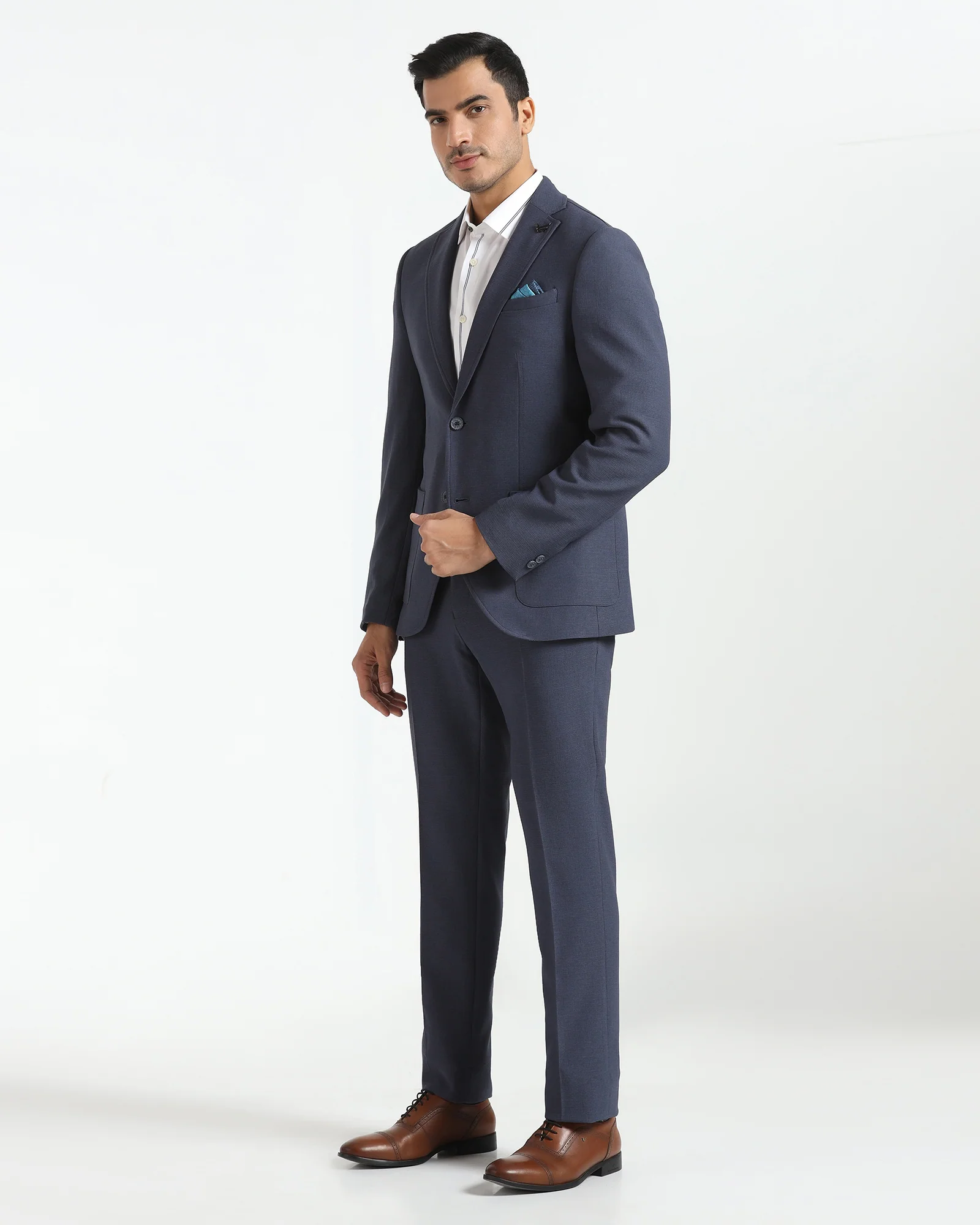 Two Piece Navy Textured Formal Suit - Trevin - Image 3