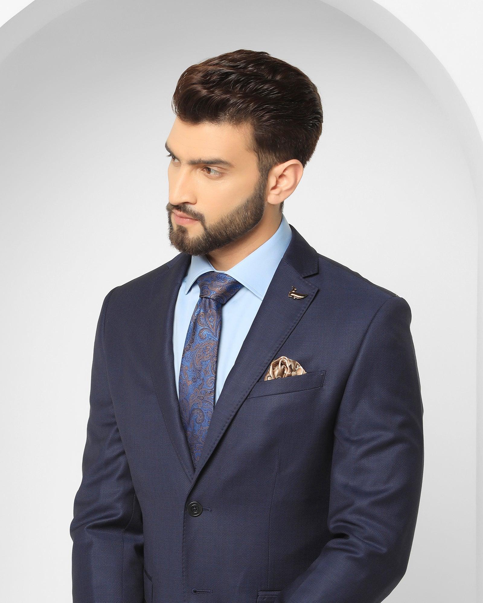 Luxe Two Piece Navy Textured Formal Suit - Cassius - Image 7