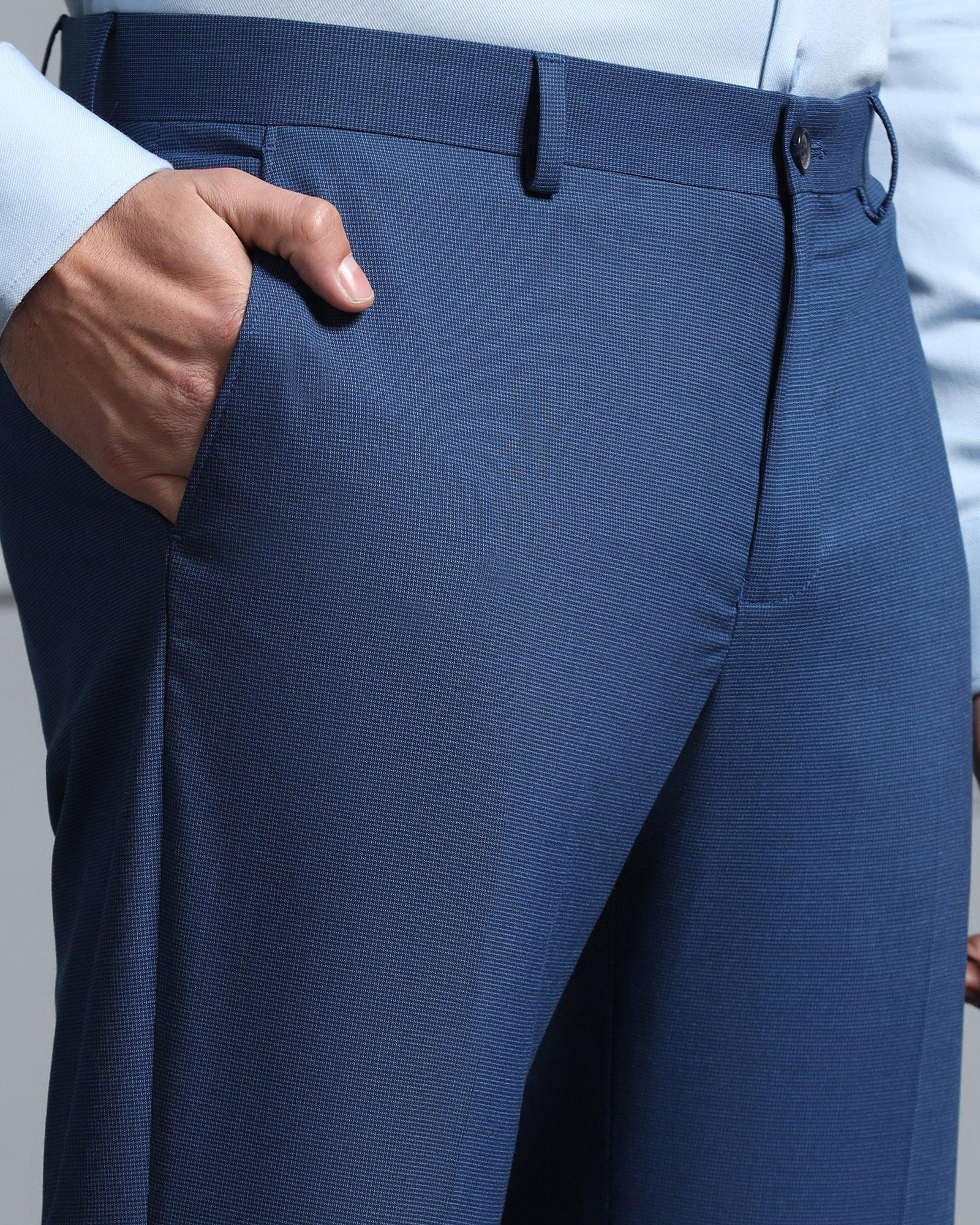 Two Piece Navy Textured Formal Suit - Waves - Image 5